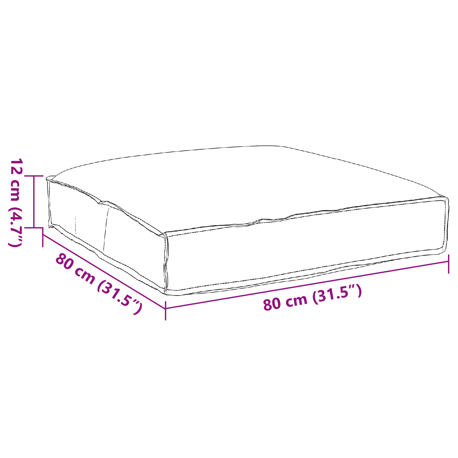 Kussen Grijs 80 x 80 x 12 cm Oxford Stof