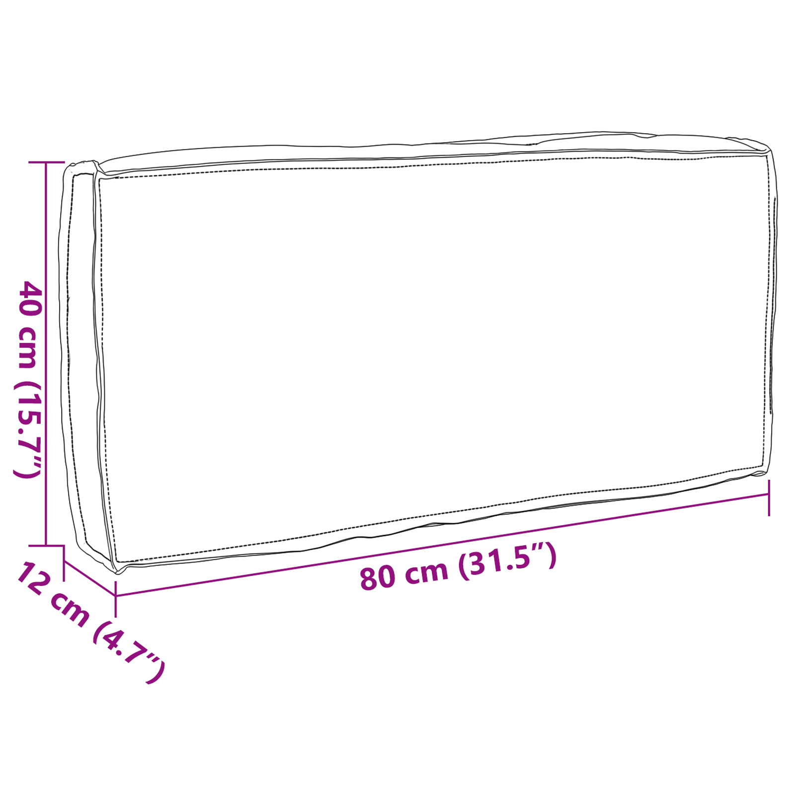 Pallepude til ryggen Bordeaux 80x40x12 cm Oxford Stof 6 image product%2F42001534%2FP Size 42001534 WBG Size EU 01