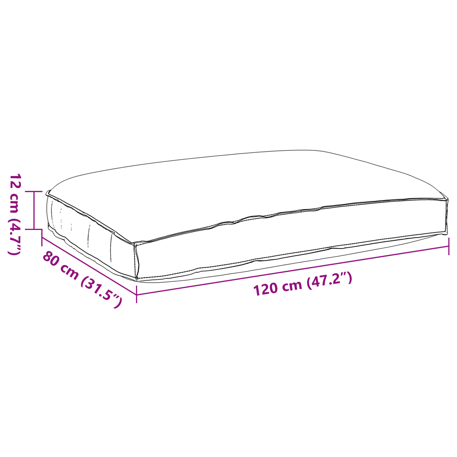 Pallet Cushion for Seat Cream 120x80x12 cm Oxford Fabric - Image 6
