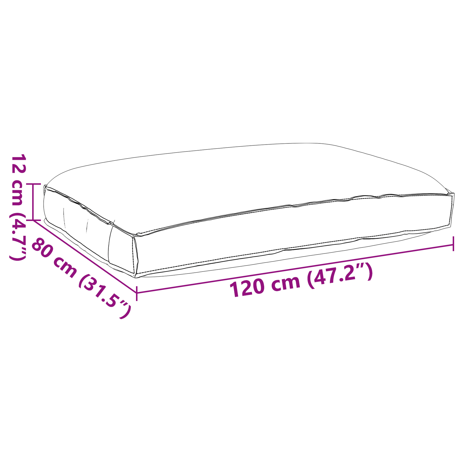 Pallet Cushion for Seat Royal Blue 120x80x12 cm Oxford Fabric - Image 6