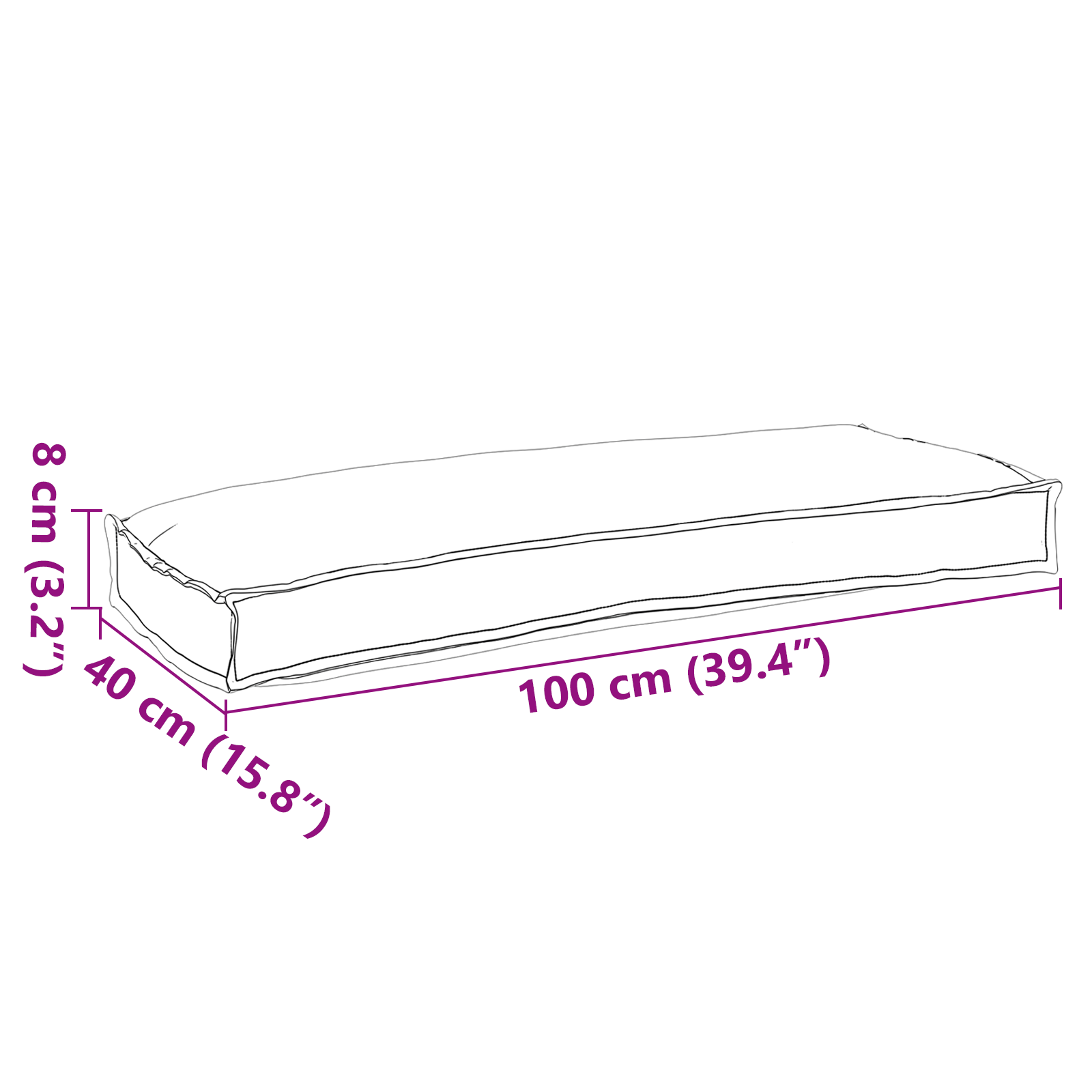 Pallet Cushion for Bench Wine Red 100x40x8 cm Oxford Fabric - Image 6