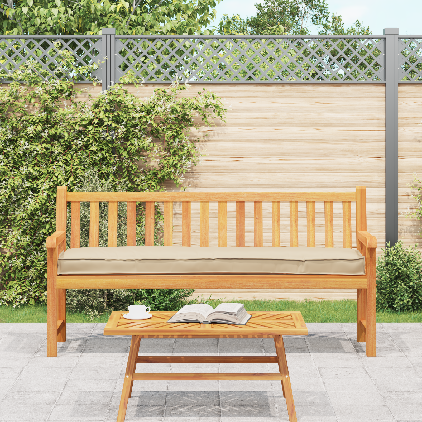 Pallet Cushion for Bench Beige 180x40x8 cm Oxford Fabric - Image 4