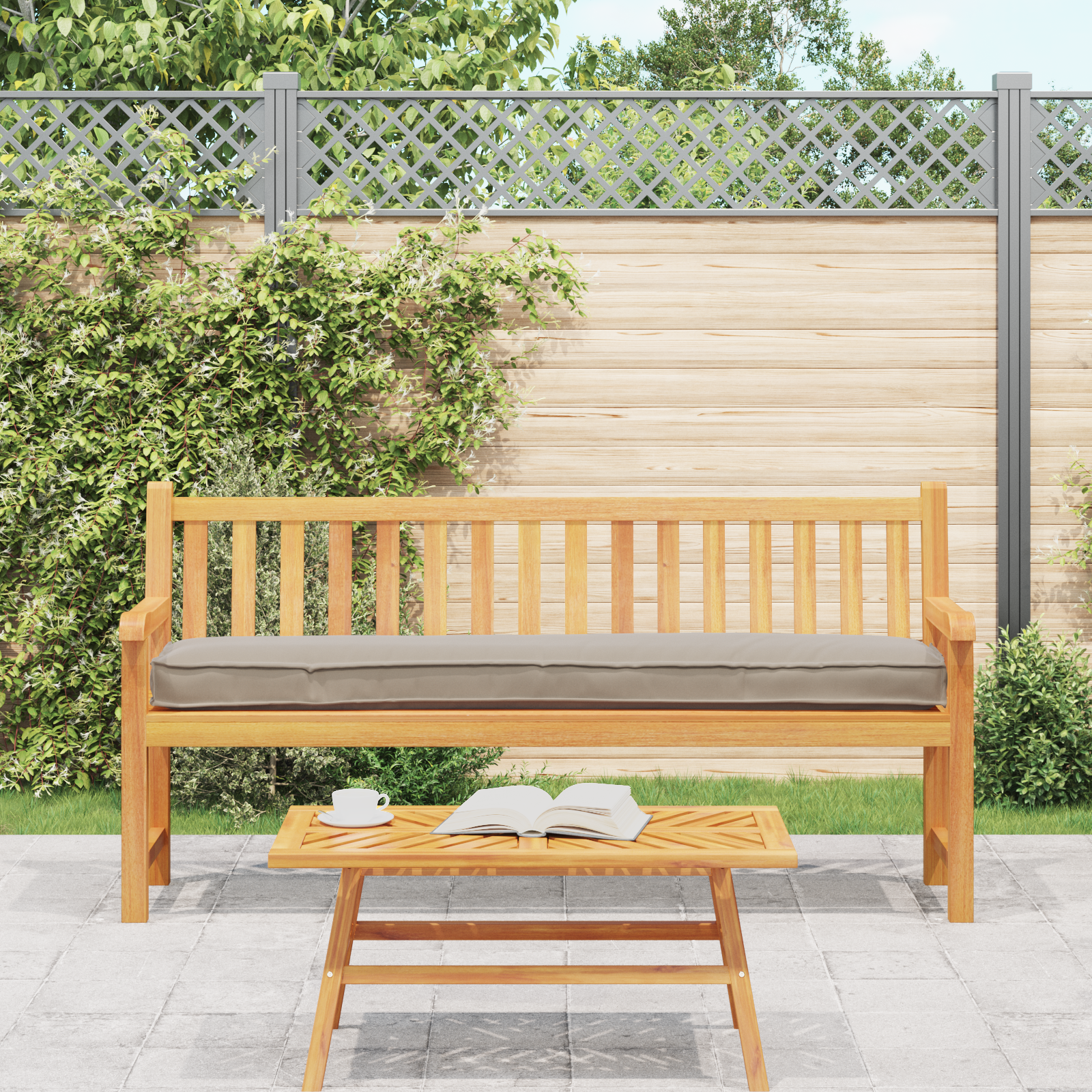 Pallet Cushion for Bench Taupe 180x40x8 cm Oxford Fabric - Image 4