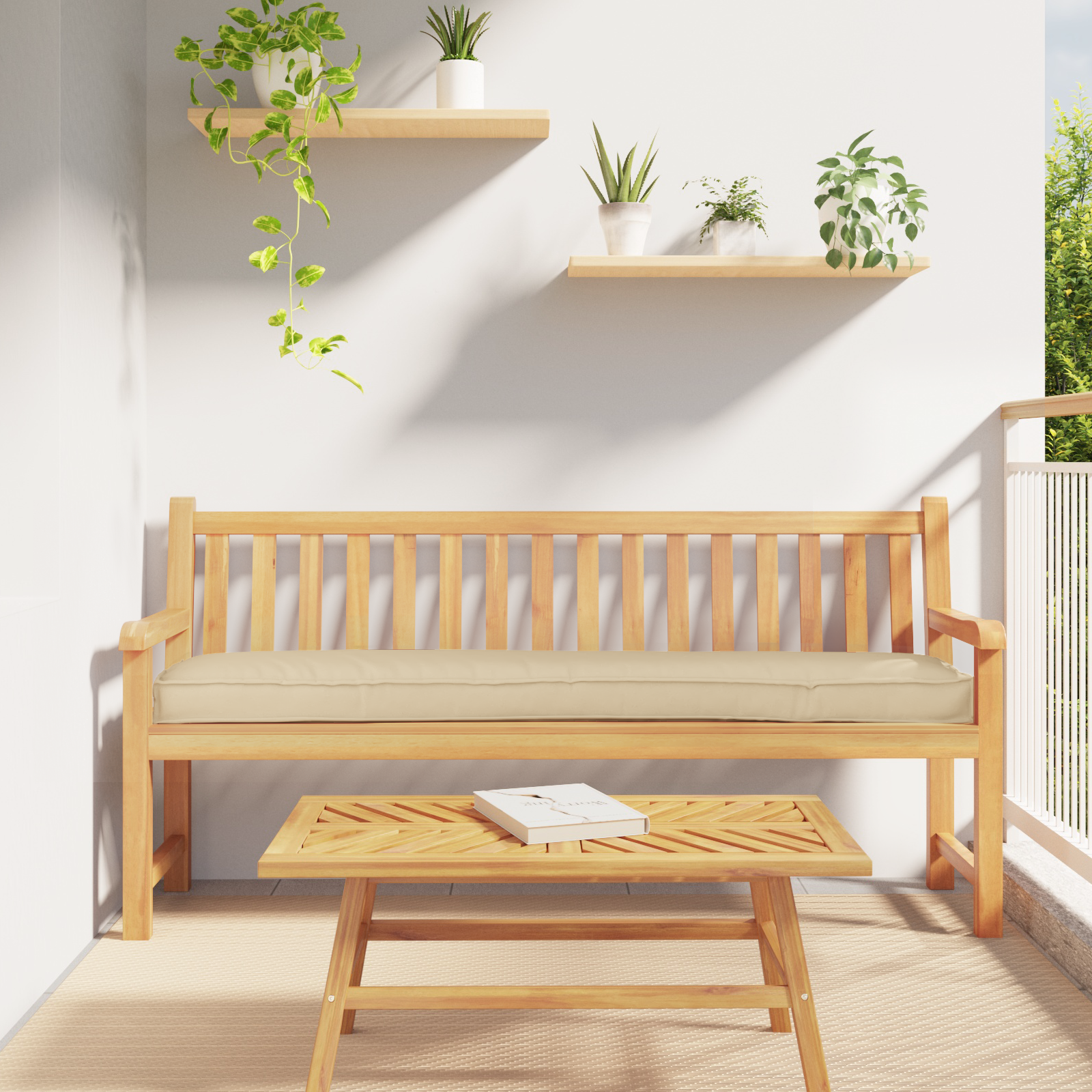 Palletkussen voor bank Beige 200x40x8 cm Oxford stof