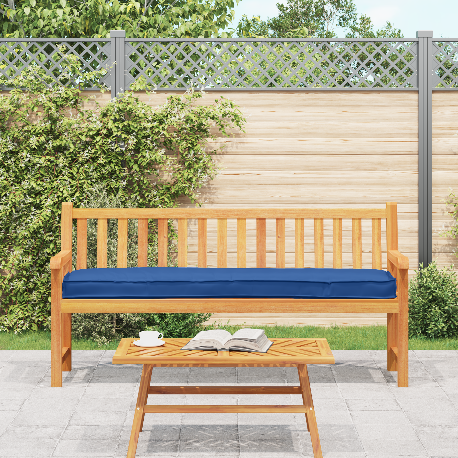 Pallet Cushion for Bench Royal Blue 200x40x8 cm Oxford Fabric - Image 4