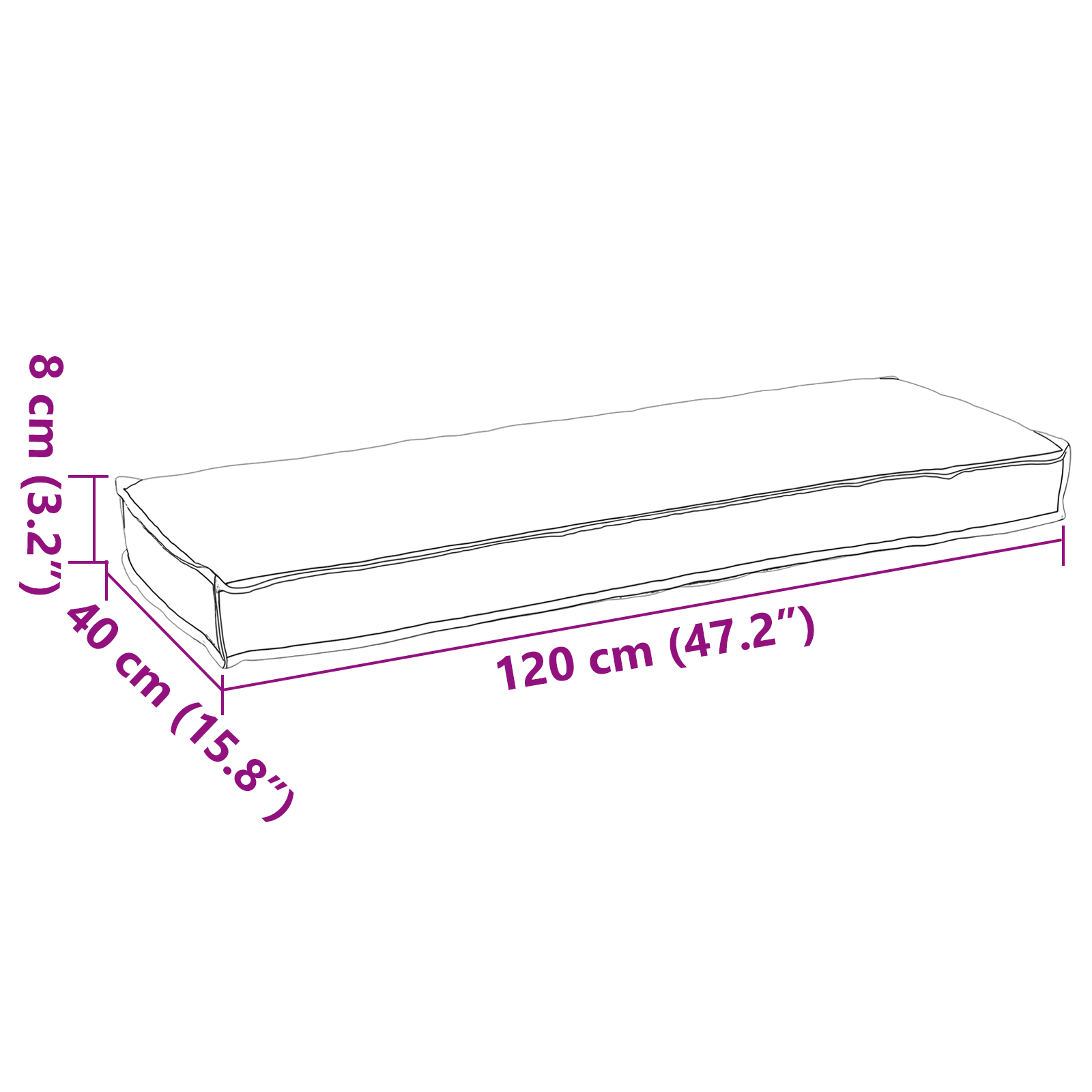 Pallet Cushions for Bench 2 pcs Grey 120x40x8 cm Oxford Fabric - Image 7