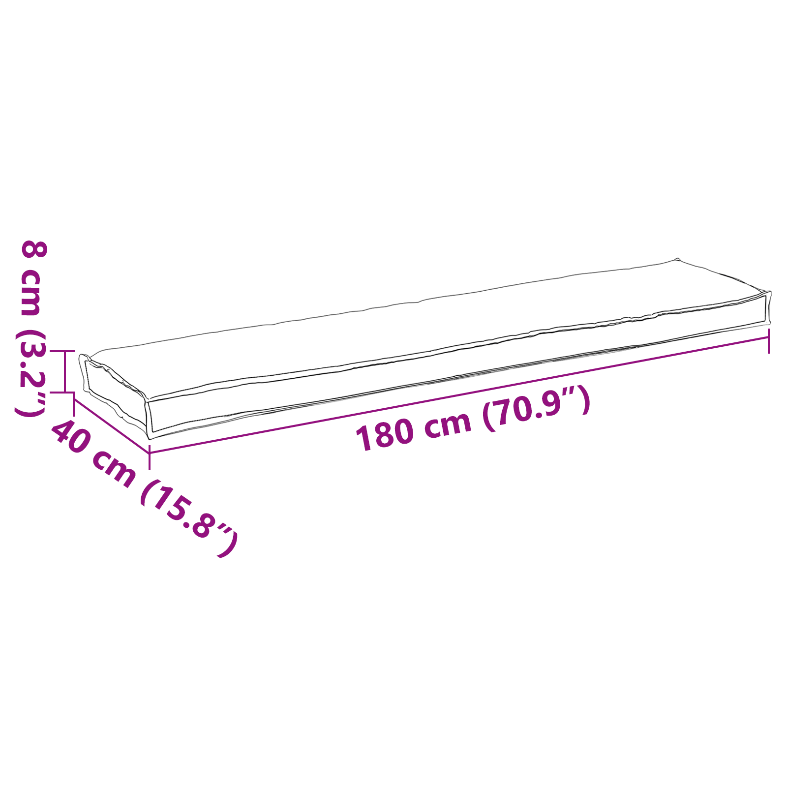 Pallet Cushions for Bench 2 pcs Grey 180x40x8 cm Oxford Fabric - Image 10