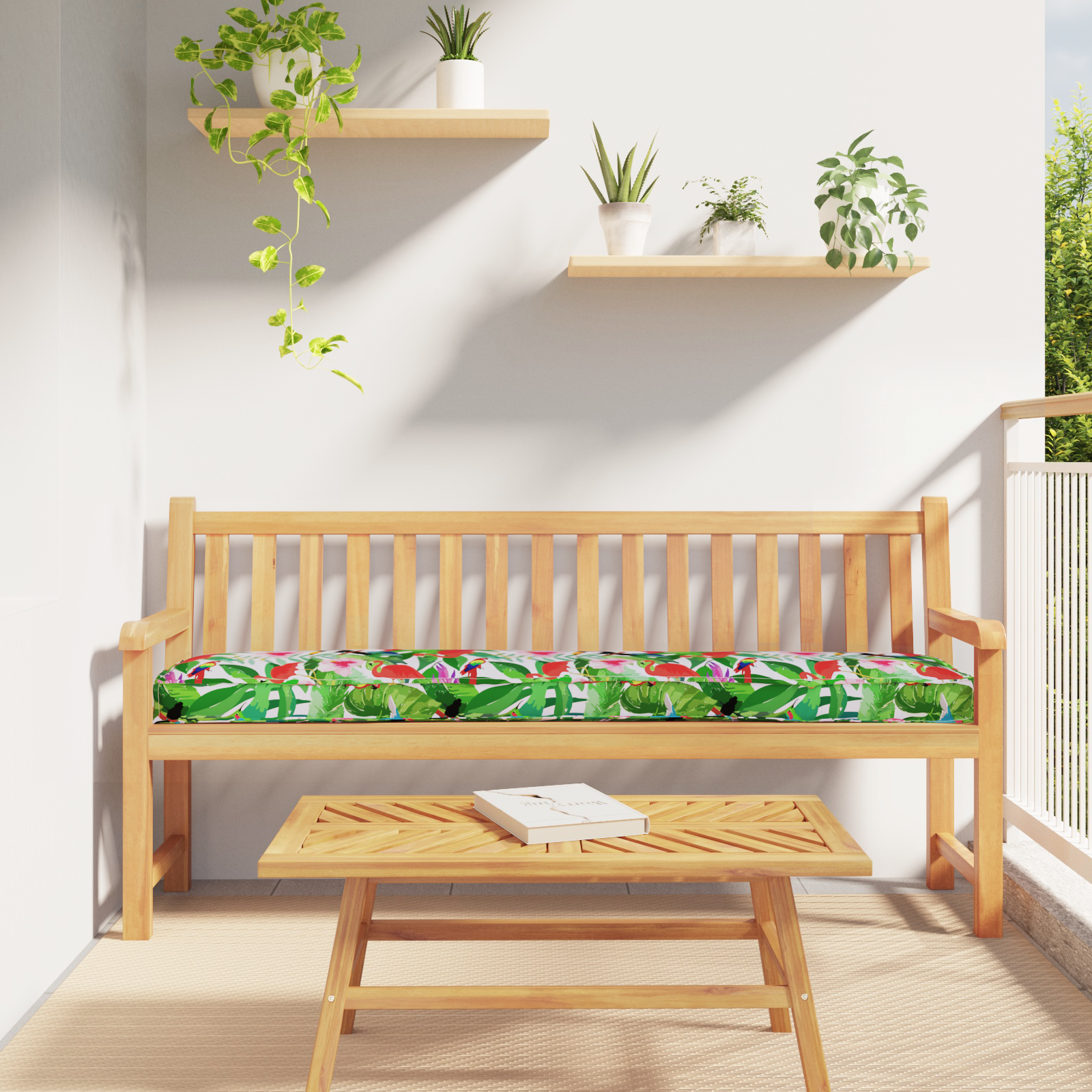 Thumbnail - vidaXL Pallet Kissen für Bank 2 Stück Tropischer Dschungel 200x40x8 cm Oxford Gewebe