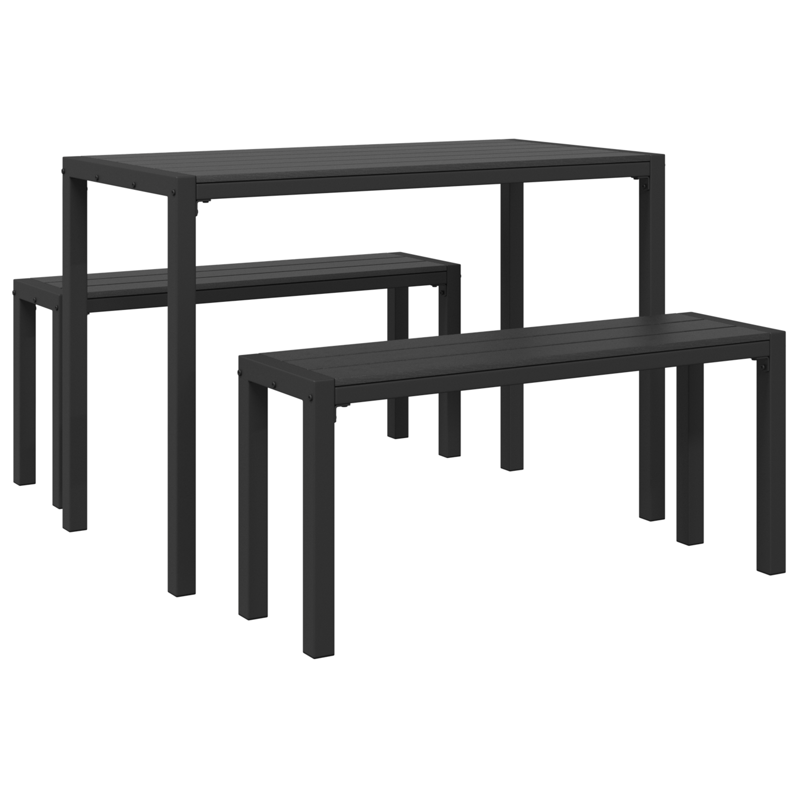 3-Piece Garden Dining Set - Steel and WPC in Black - Image 2