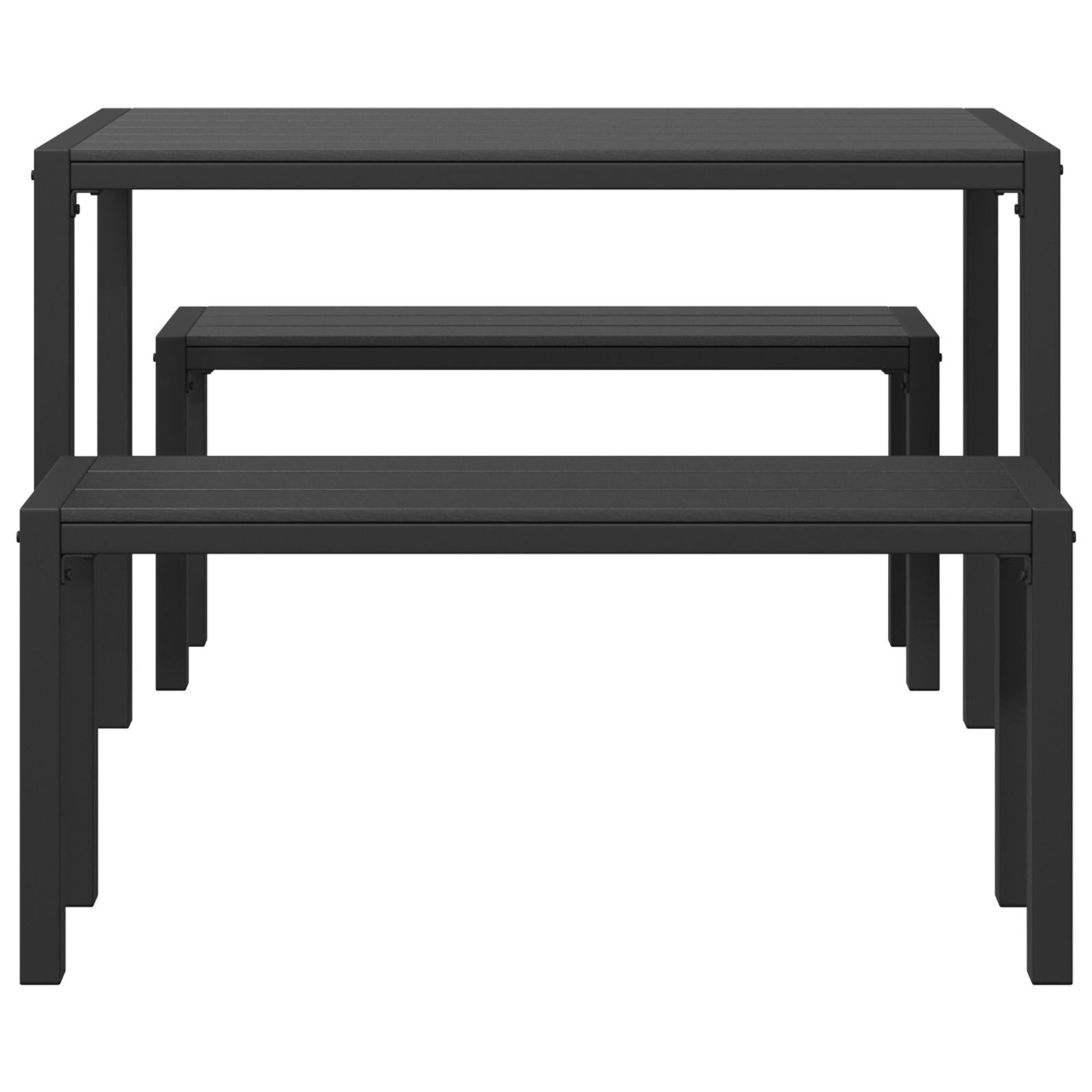 3-Piece Garden Dining Set - Steel and WPC in Black - Image 7
