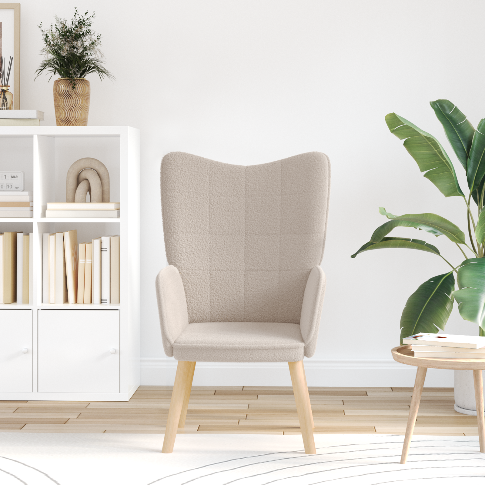 Relaxing Chair Light Grey Curly Wool-like Fabric - Image 3