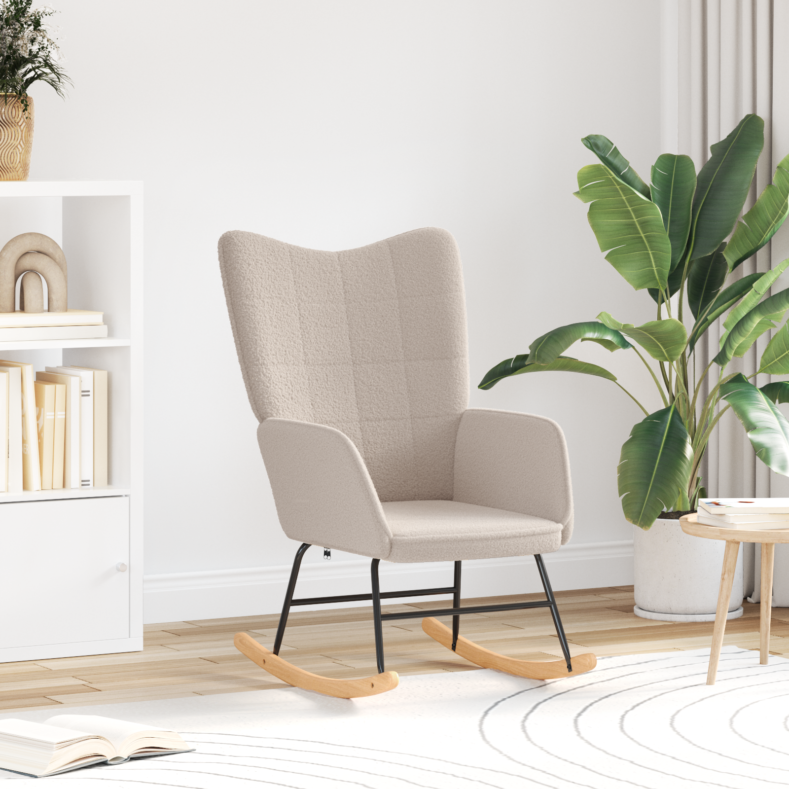 vidaXL Fotoliu de relaxare, gri deschis, material similar lână