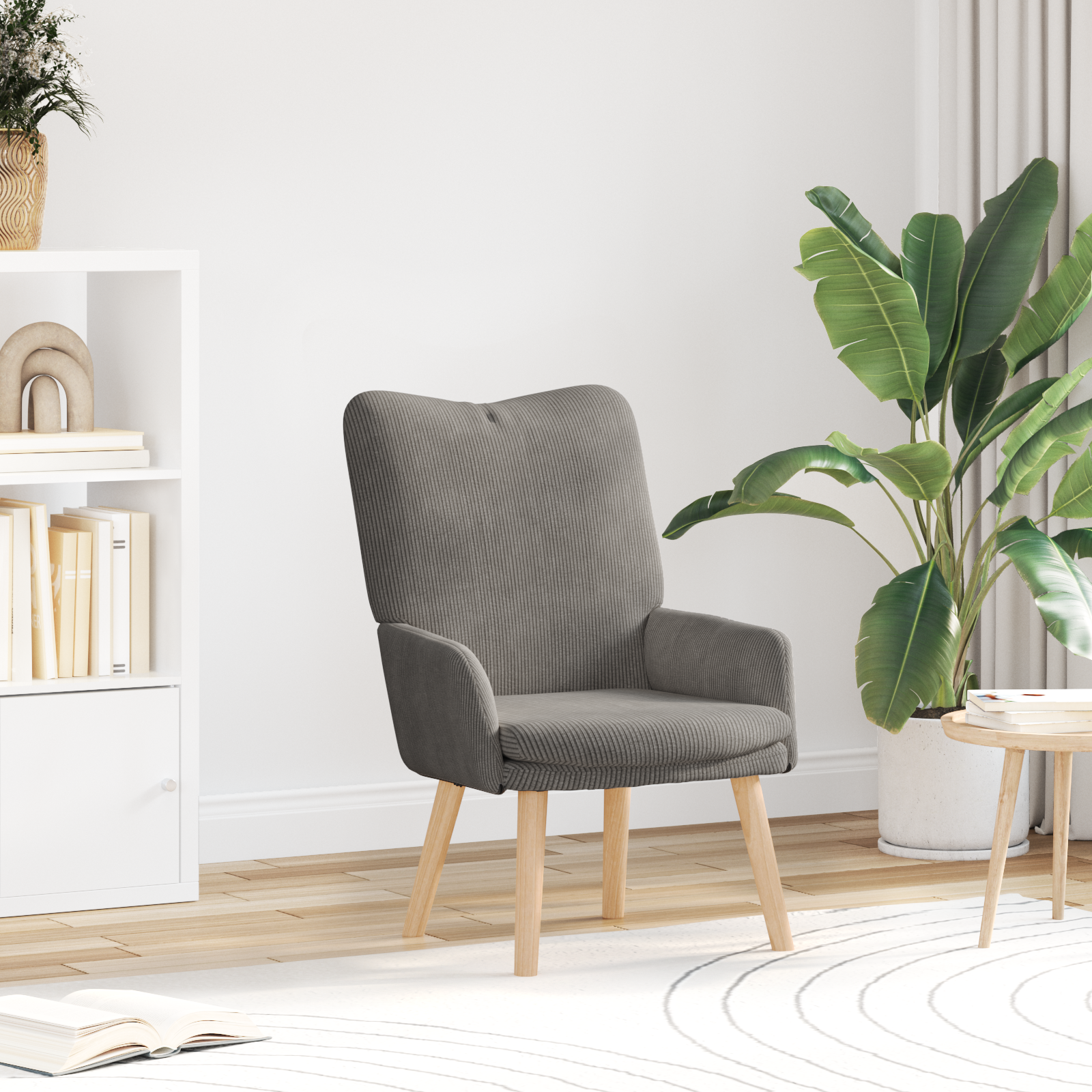 Relaxing Chair Light Grey Corduroy Fabric