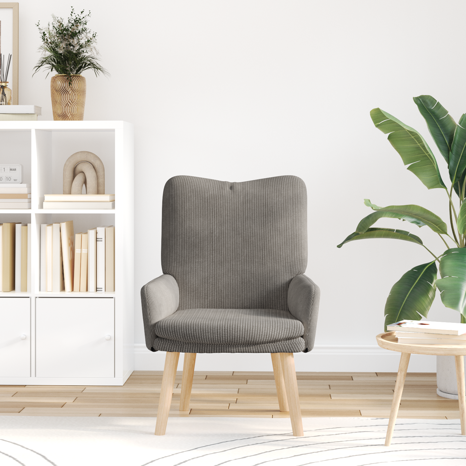 Relaxing Chair Light Grey Corduroy Fabric - Image 3