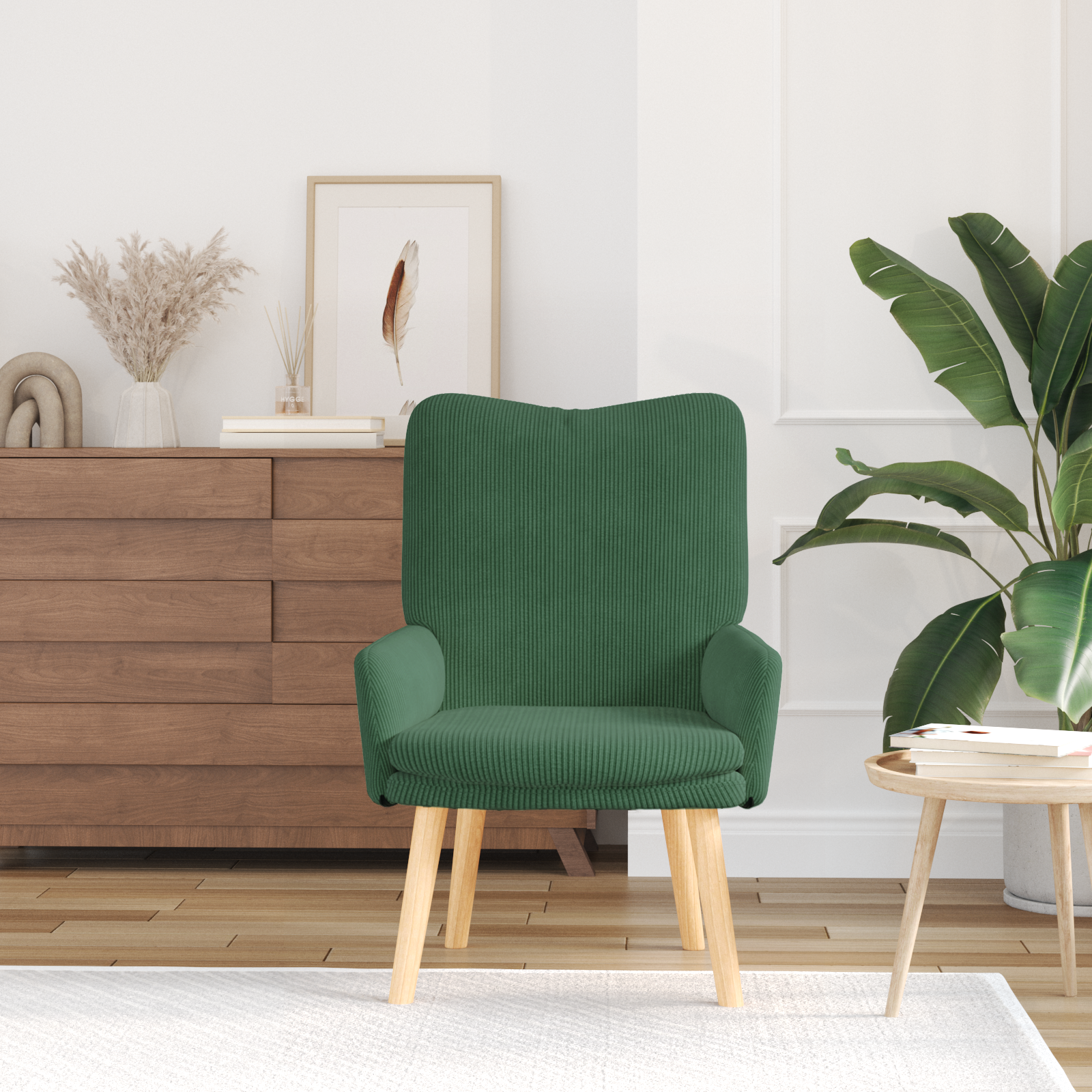 Relaxing Chair Jungle Green Corduroy Fabric - Image 3