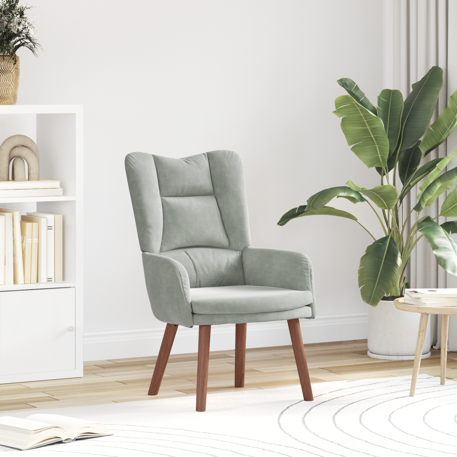 Relaxing Chair Light Grey Velvet