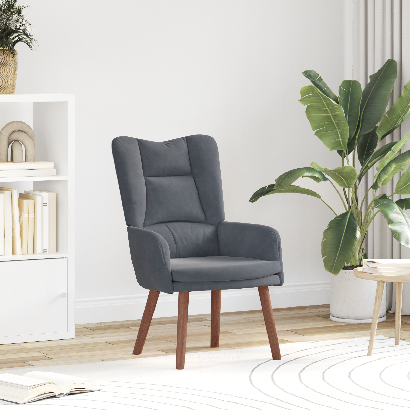 Relaxing Chair Dark Grey Velvet