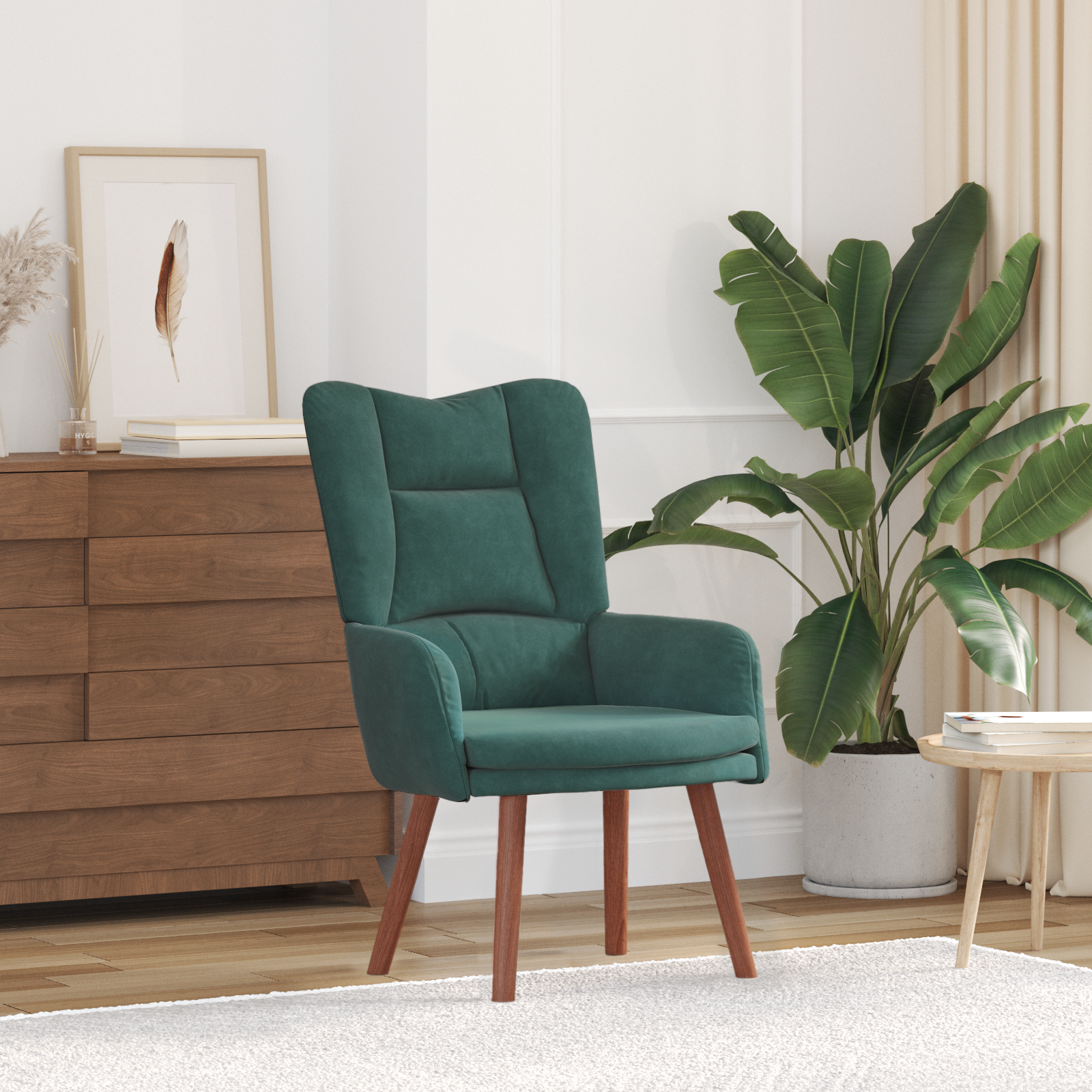 Relaxing Chair Dark Green Velvet