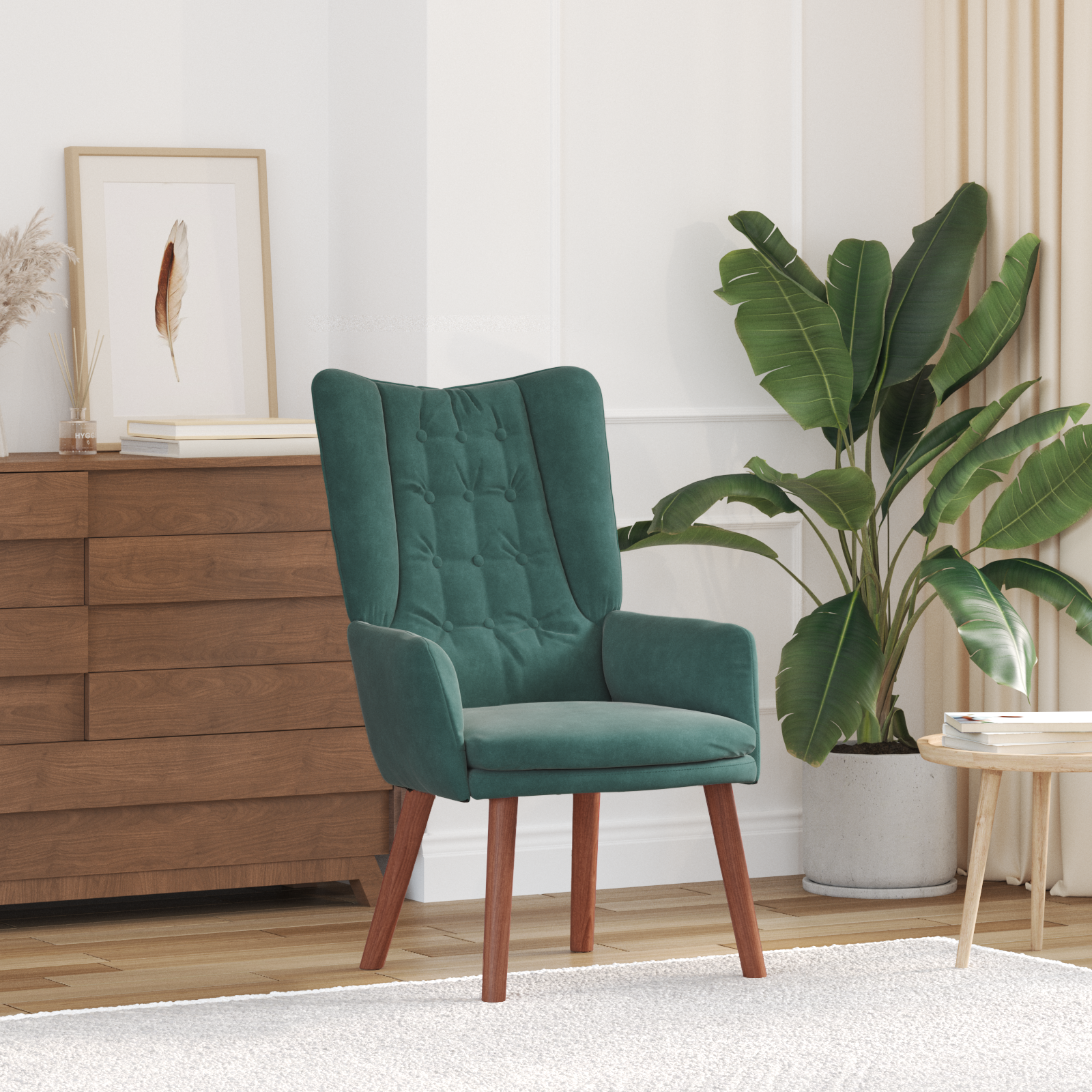 Relaxing Chair Dark Green Velvet