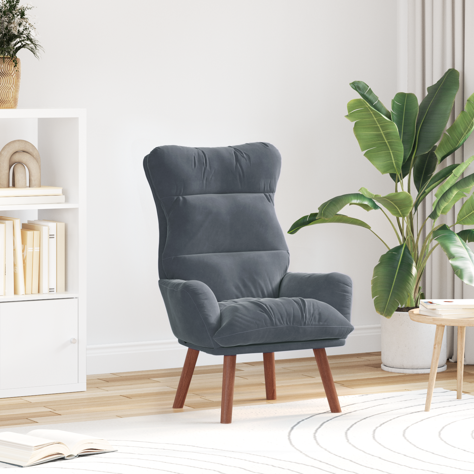 Relaxing Chair Dark Grey Velvet