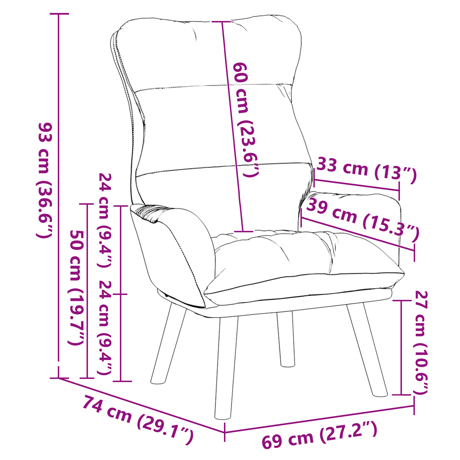 Relaxing Chair Dark Grey Velvet - Image 8
