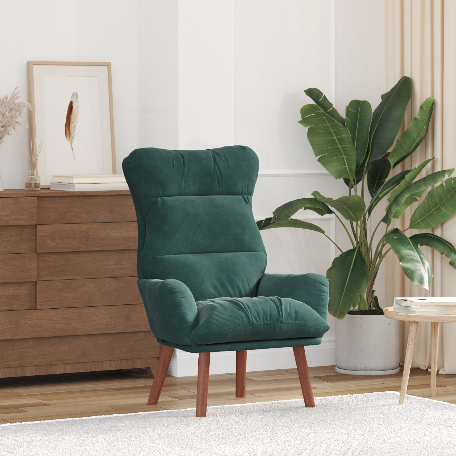 Relaxing Chair Dark Green Velvet