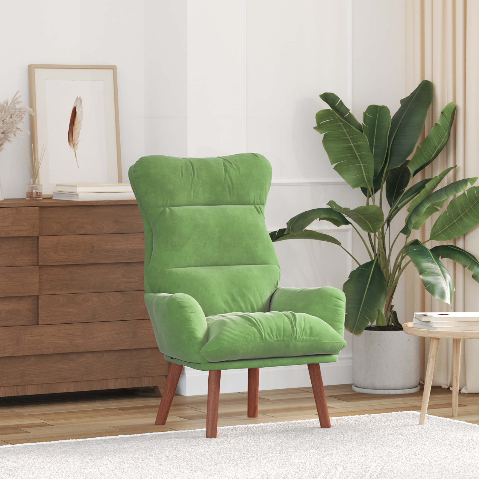 Relaxing Chair Light Green Velvet