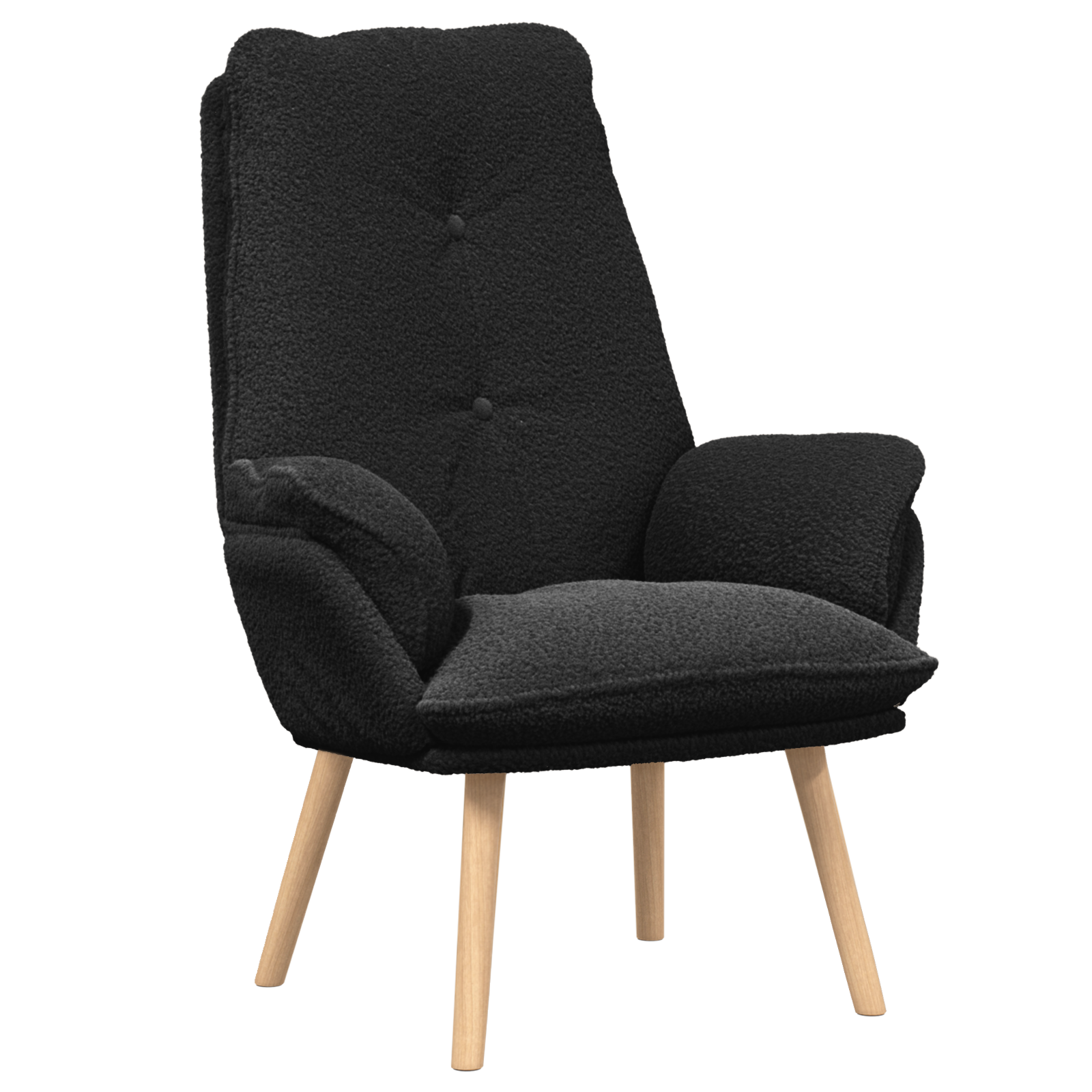 Relaxing Chair Black Curly Wool-like Fabric - Image 2