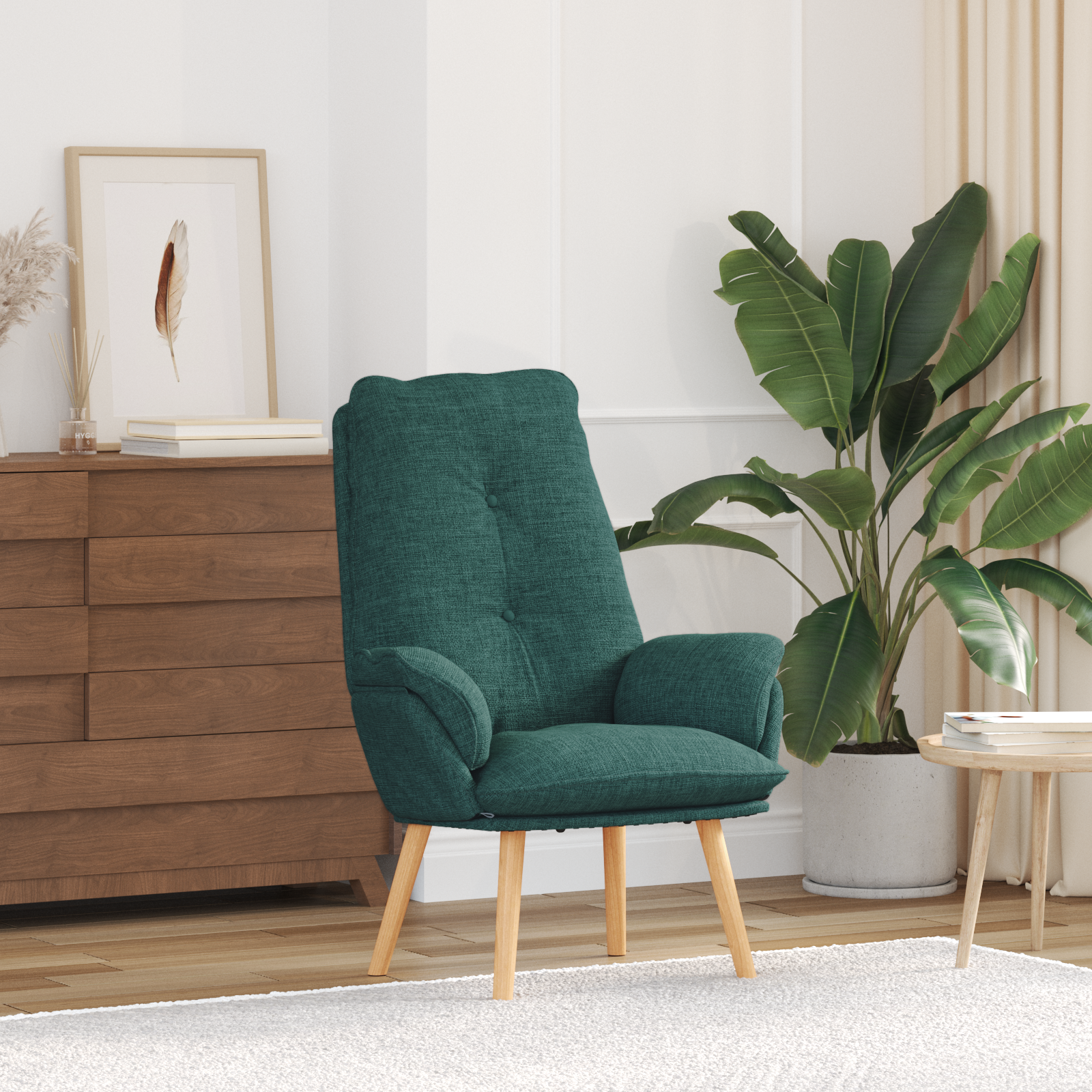 Relaxing Chair Dark Green Fabric