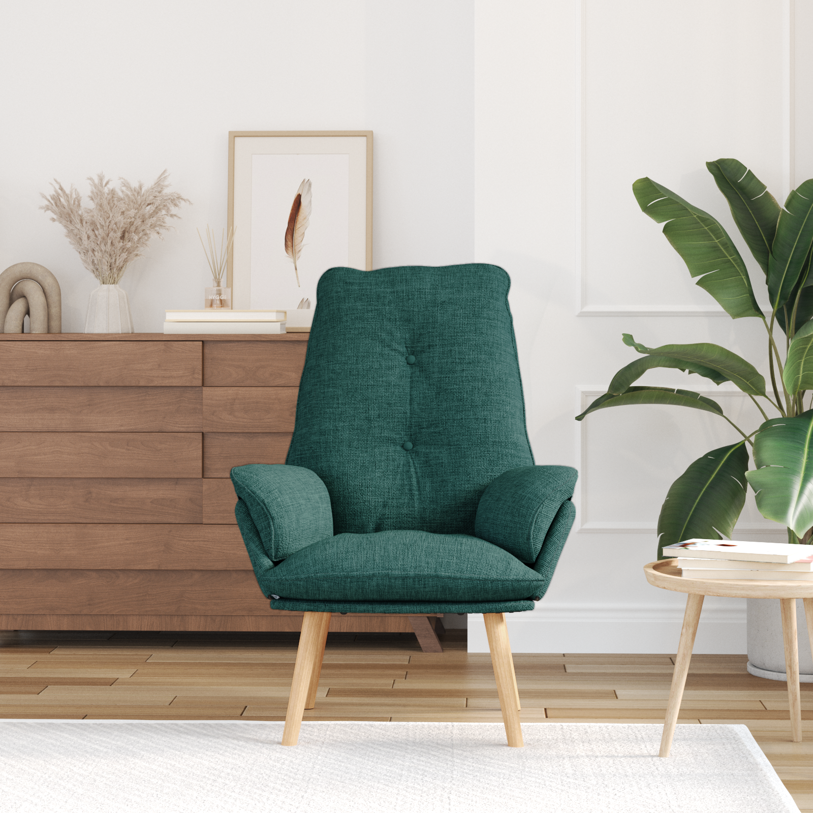 Relaxing Chair Dark Green Fabric - Image 3