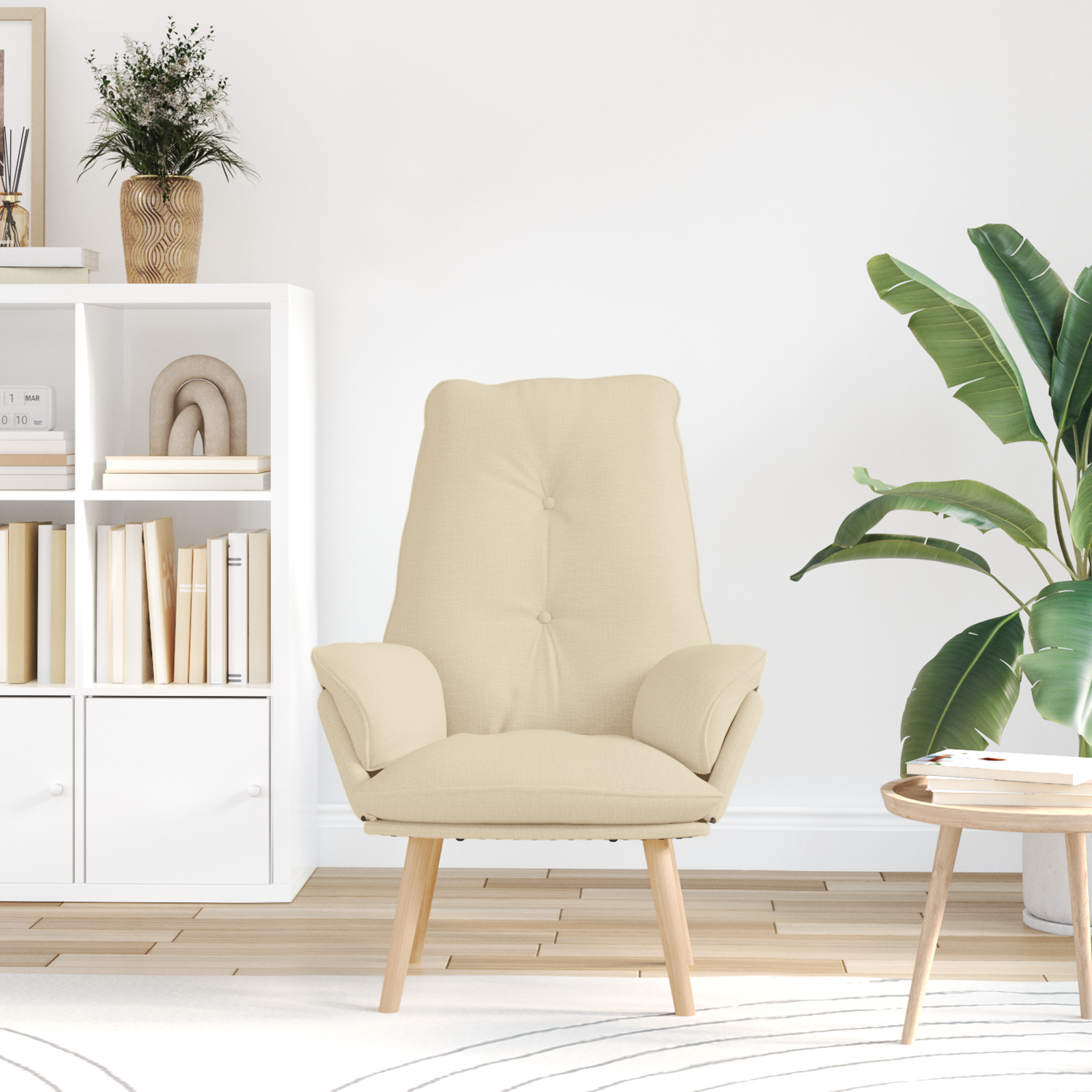 Relaxing Chair Cream Fabric - Image 3