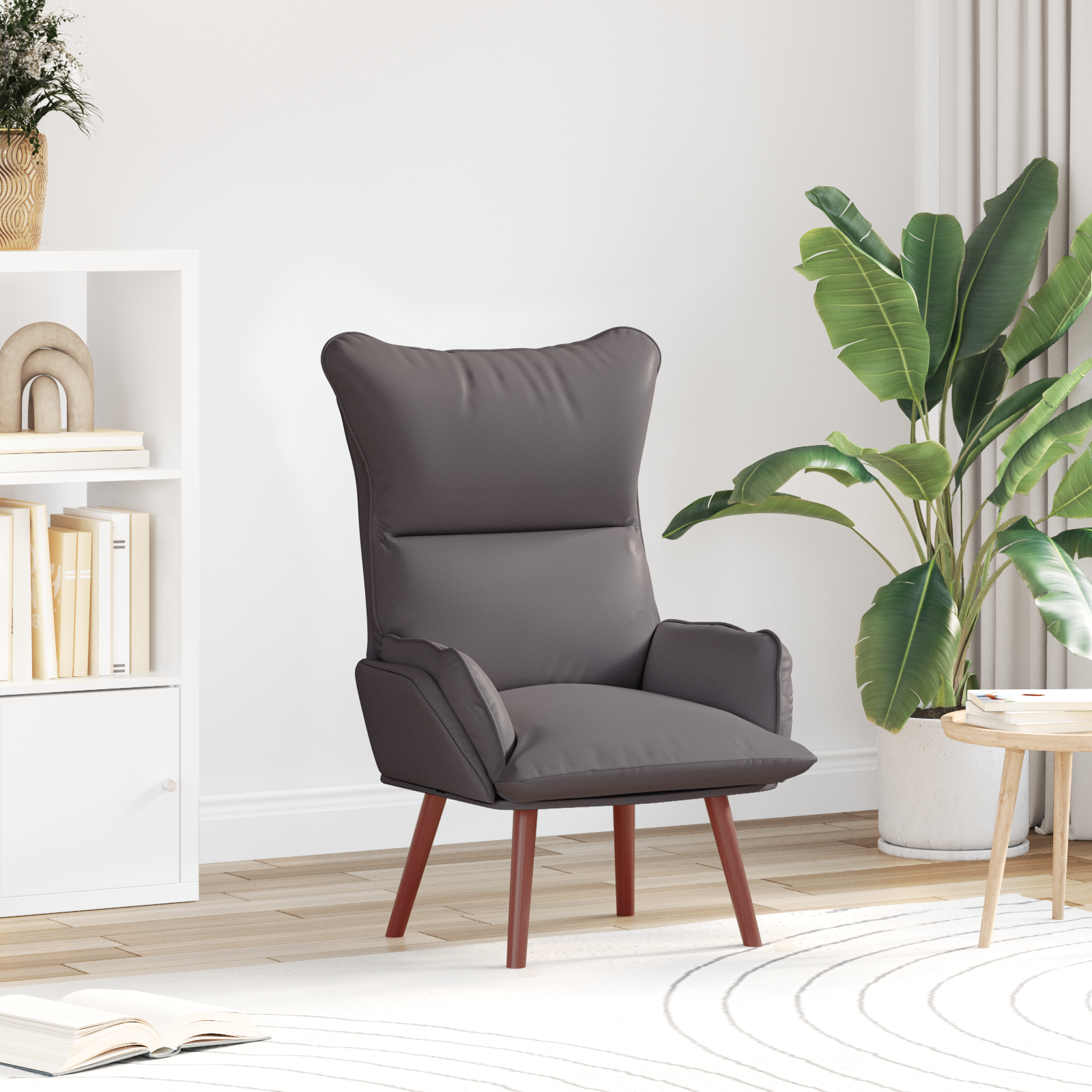 Relaxing Chair Grey Faux Leather