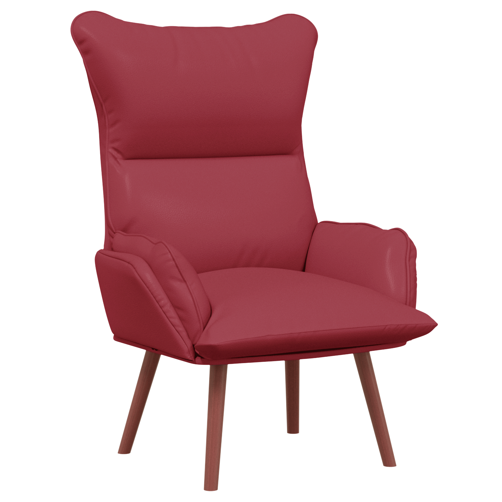 Relaxing Chair Wine Red Faux Leather - Image 2
