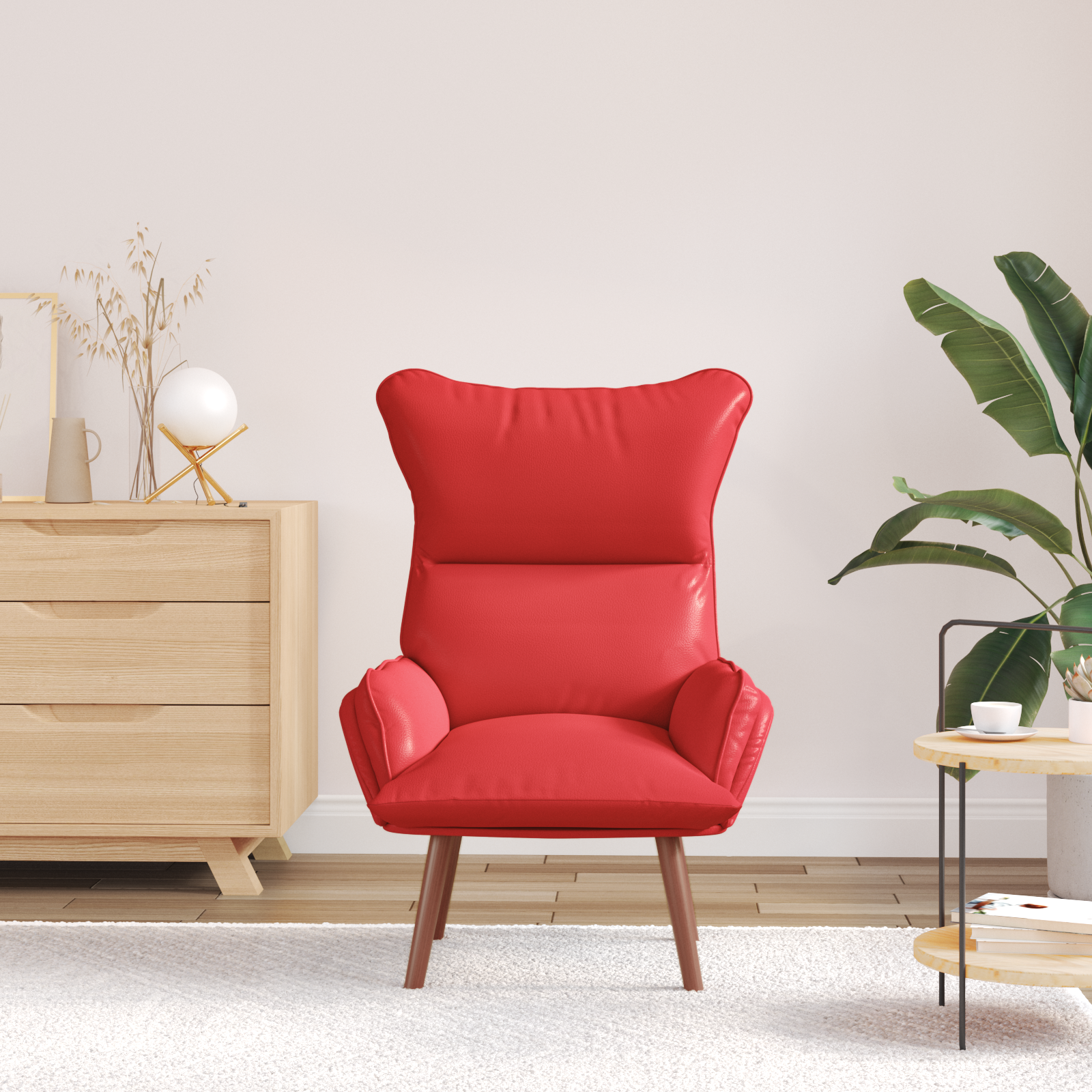 Relaxing Chair Red Faux Leather - Image 3