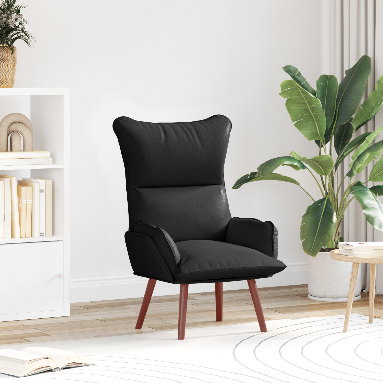 Relaxing Chair Black Faux Leather