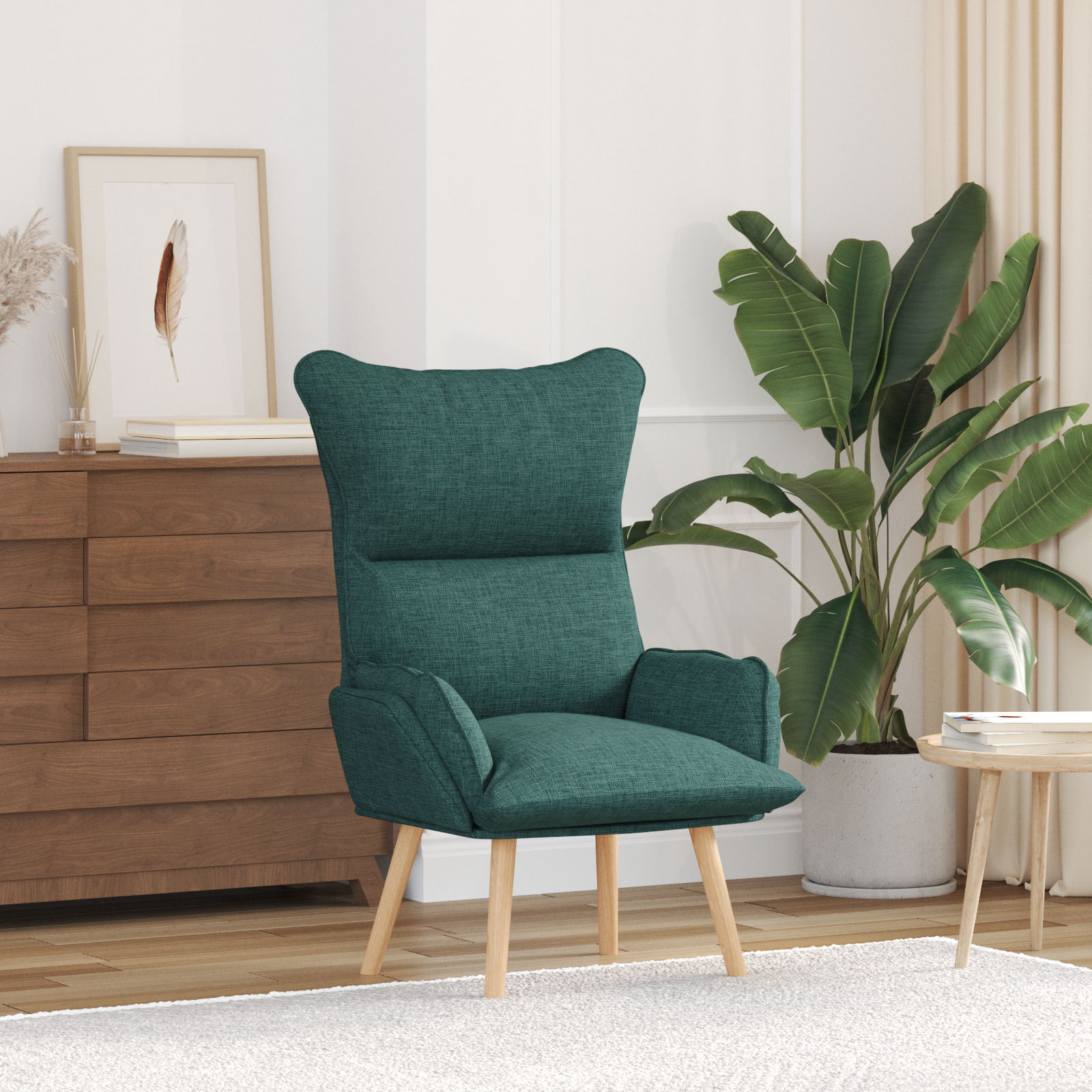 Relaxing Chair Dark Green Fabric