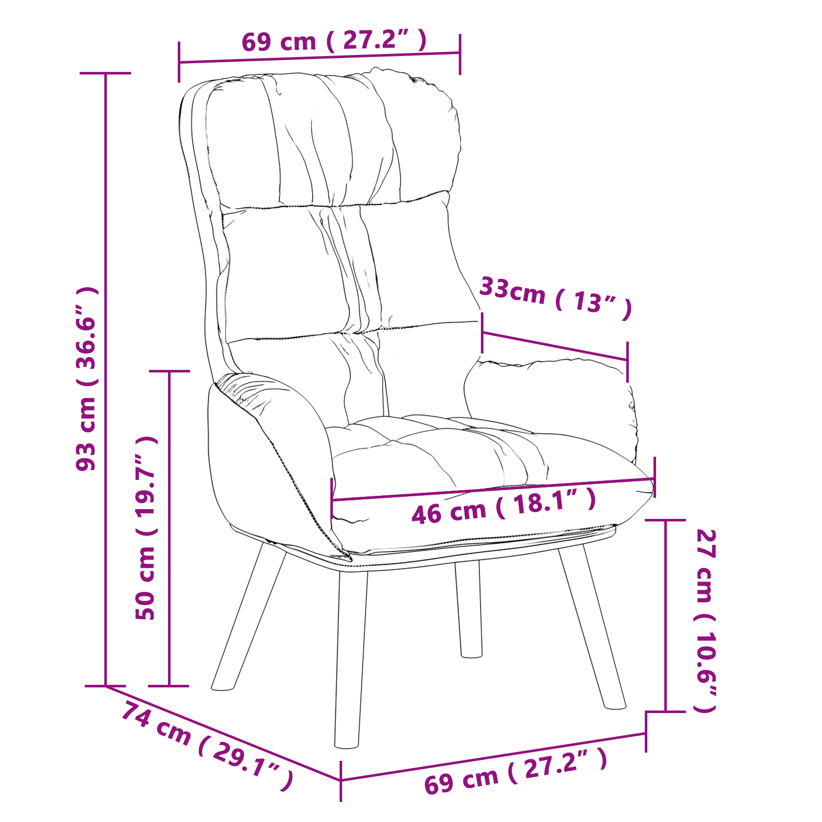 Relaxing Chair Cappuccino Faux Leather - Image 8