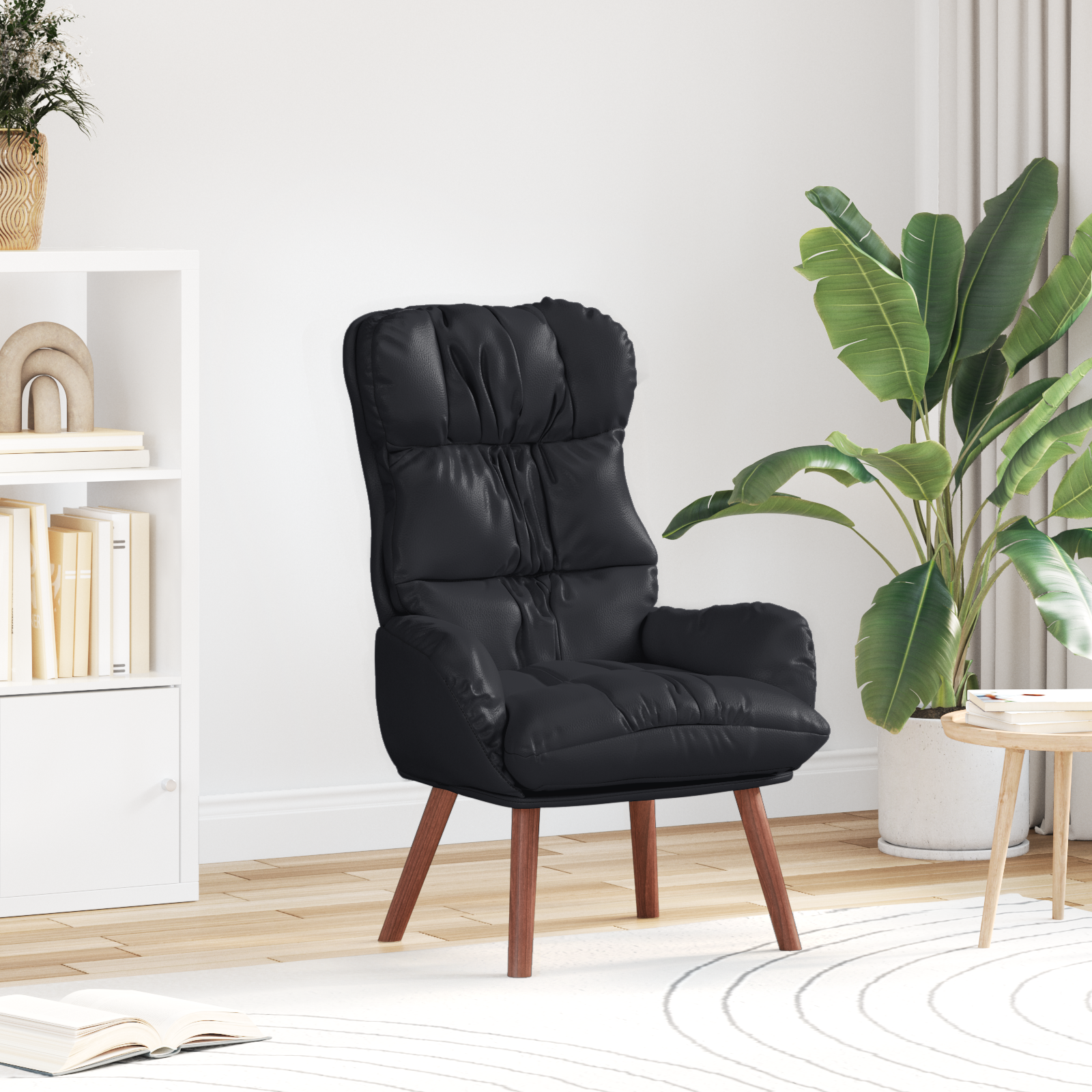 Relaxing Chair Black Faux Leather