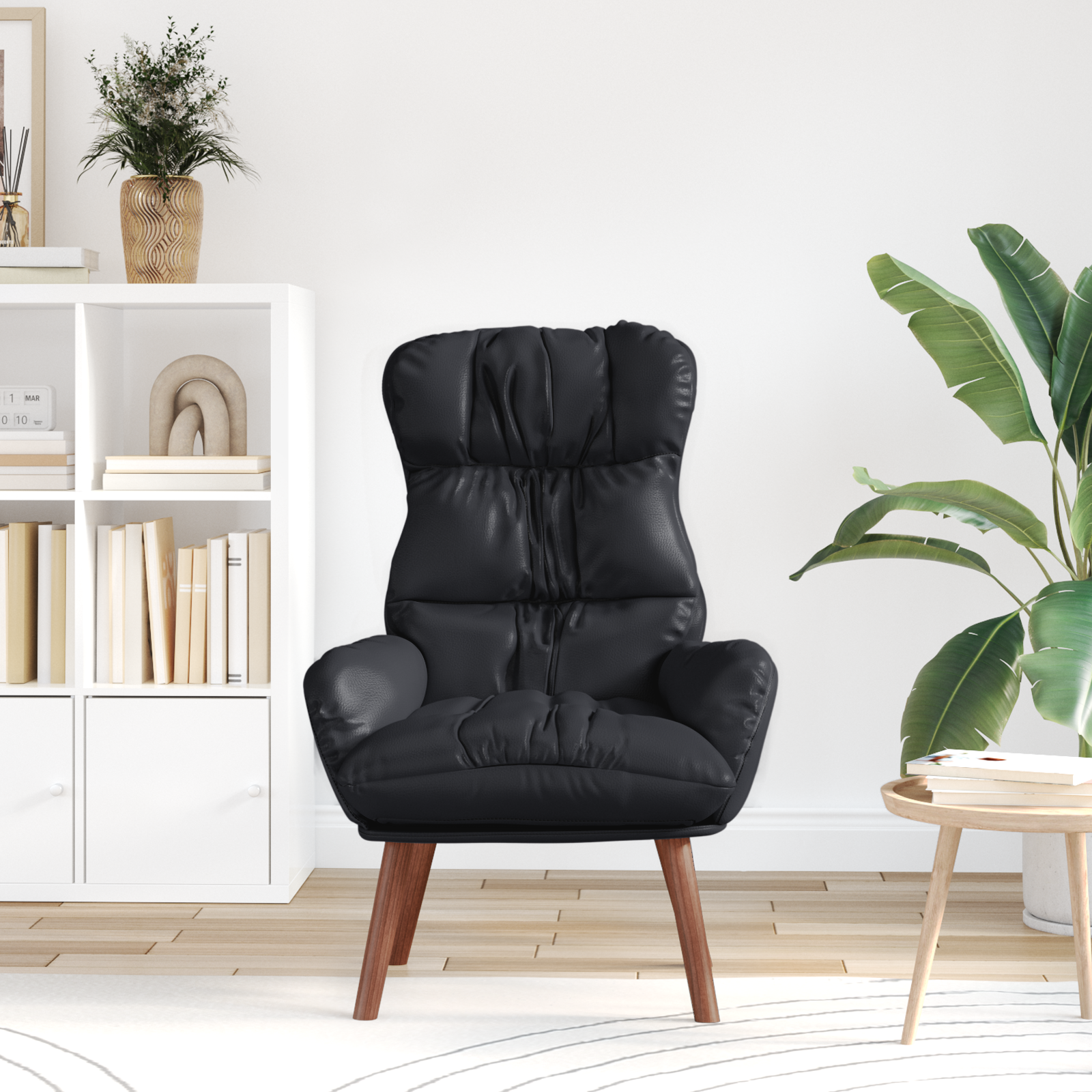 Relaxing Chair Black Faux Leather - Image 3