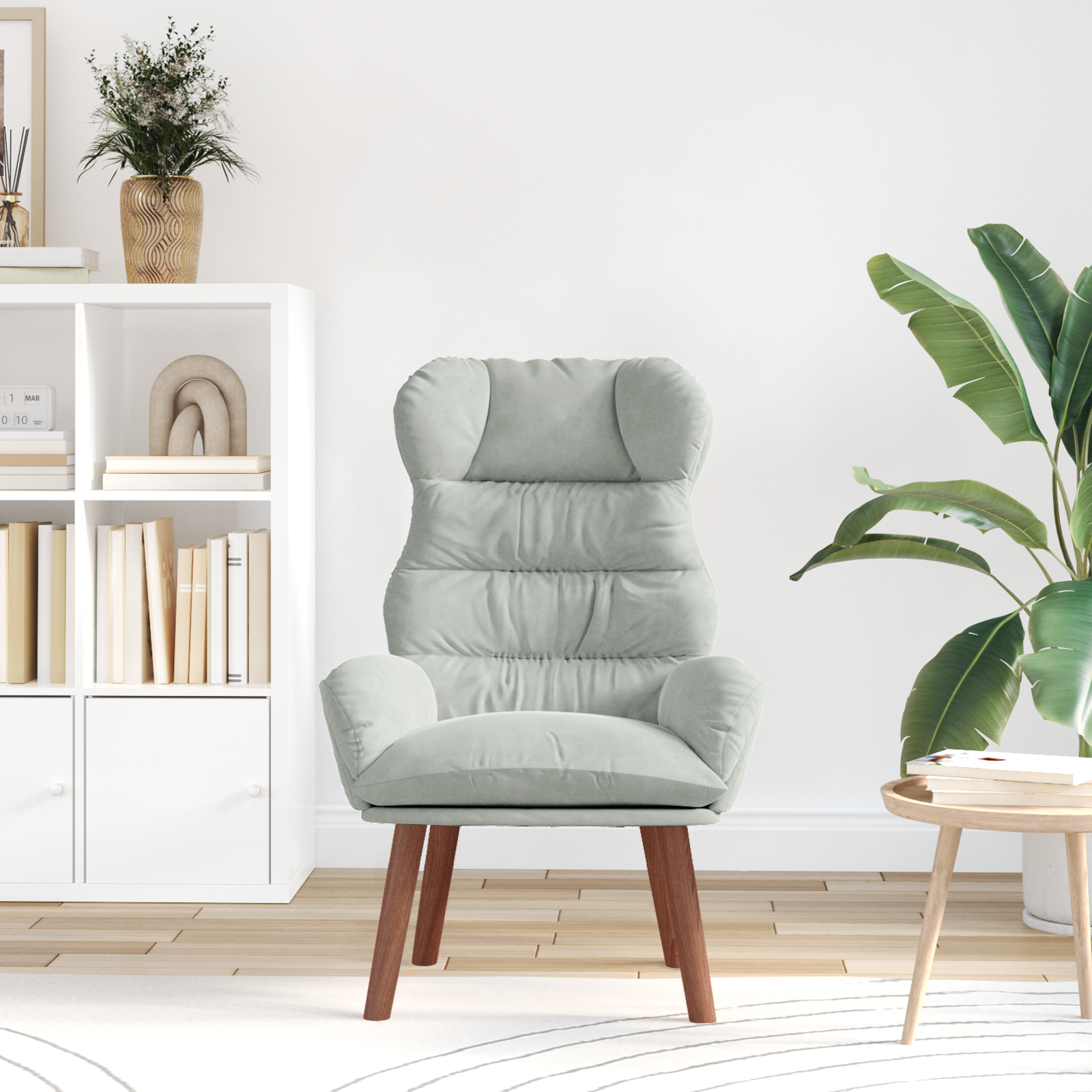 lenestol Lysegrå 69 x 74 x 93 cm Fløyel - Bilde 3