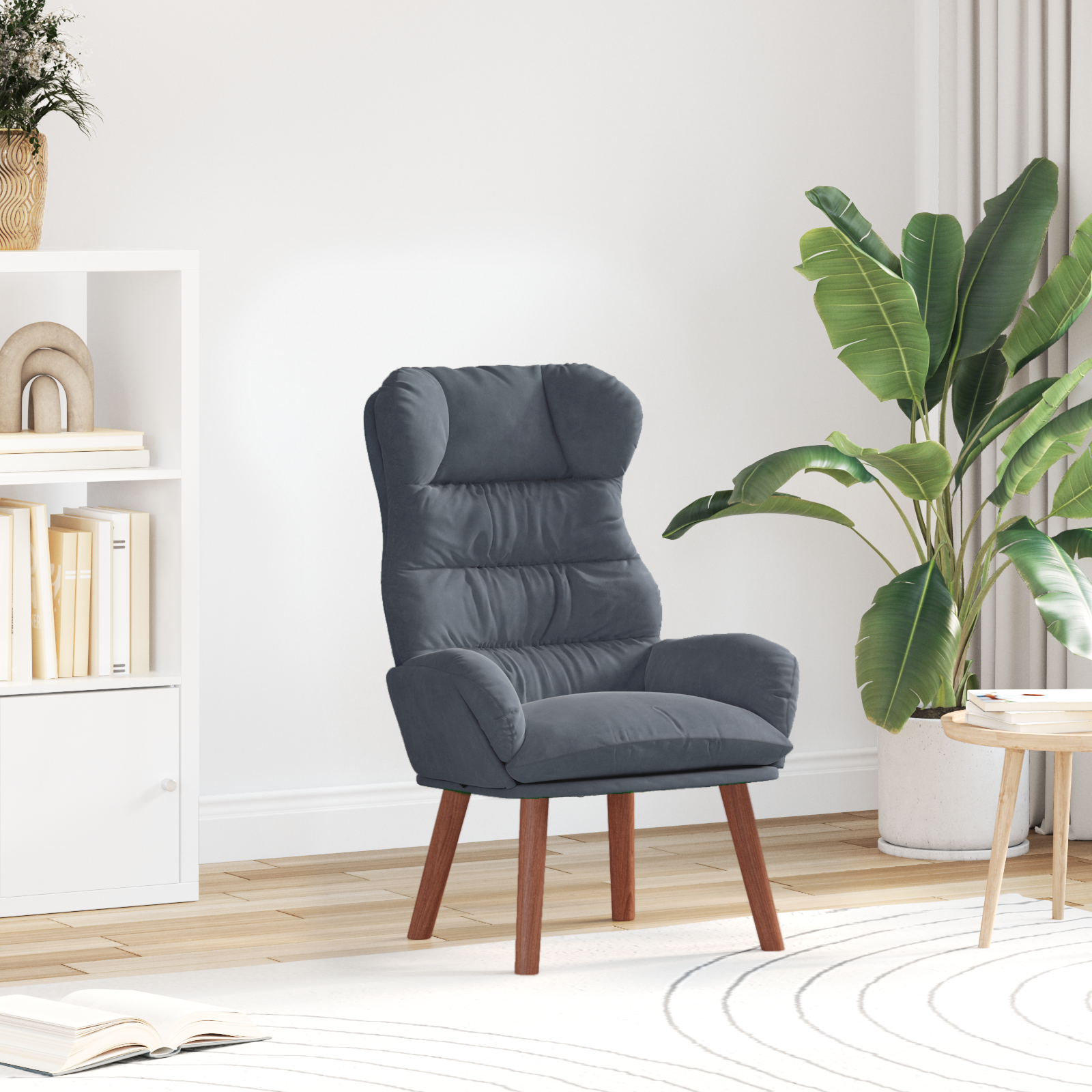 Relaxing Chair Dark Grey Velvet