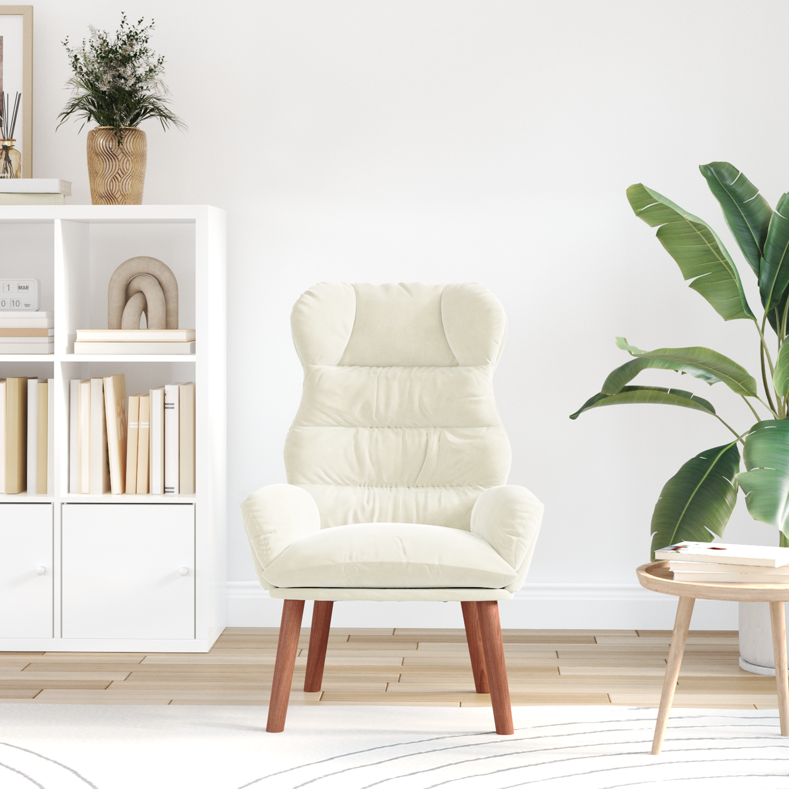 Relaxing Chair Cream Velvet - Image 3