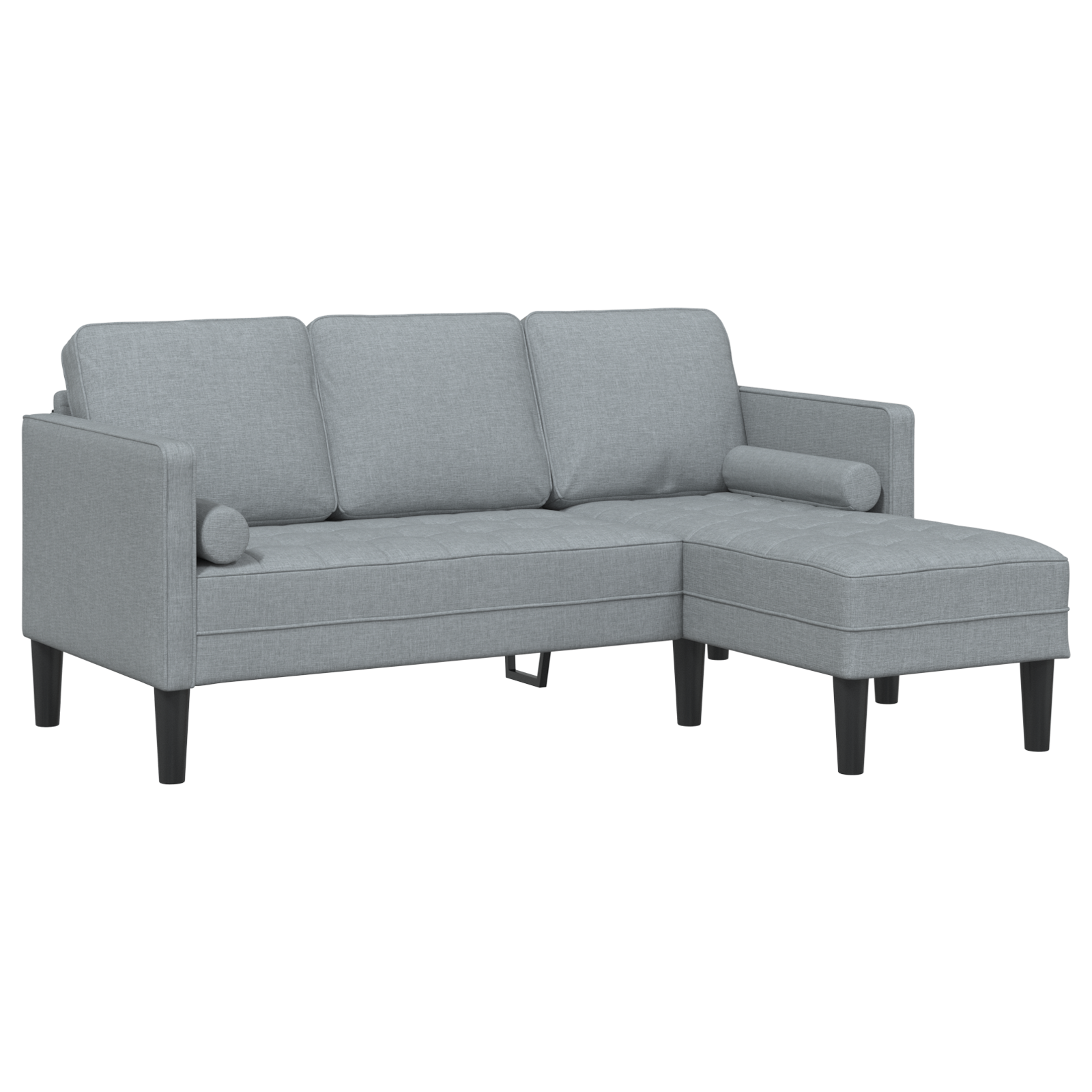 Light Grey L-shaped Sofa for 3 People, 160 cm Fabric - Image 2