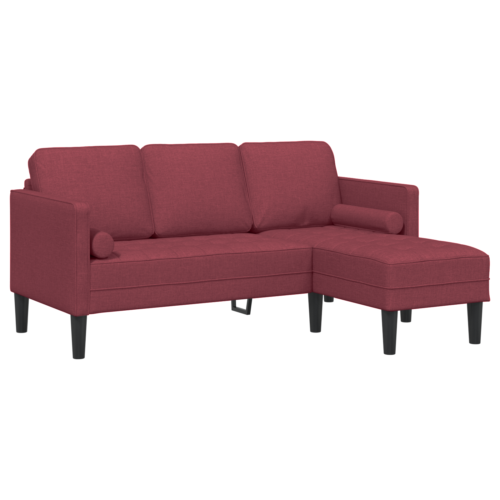 3-Seater L-Shaped Sofa Wine Red 160 cm Fabric - Image 2