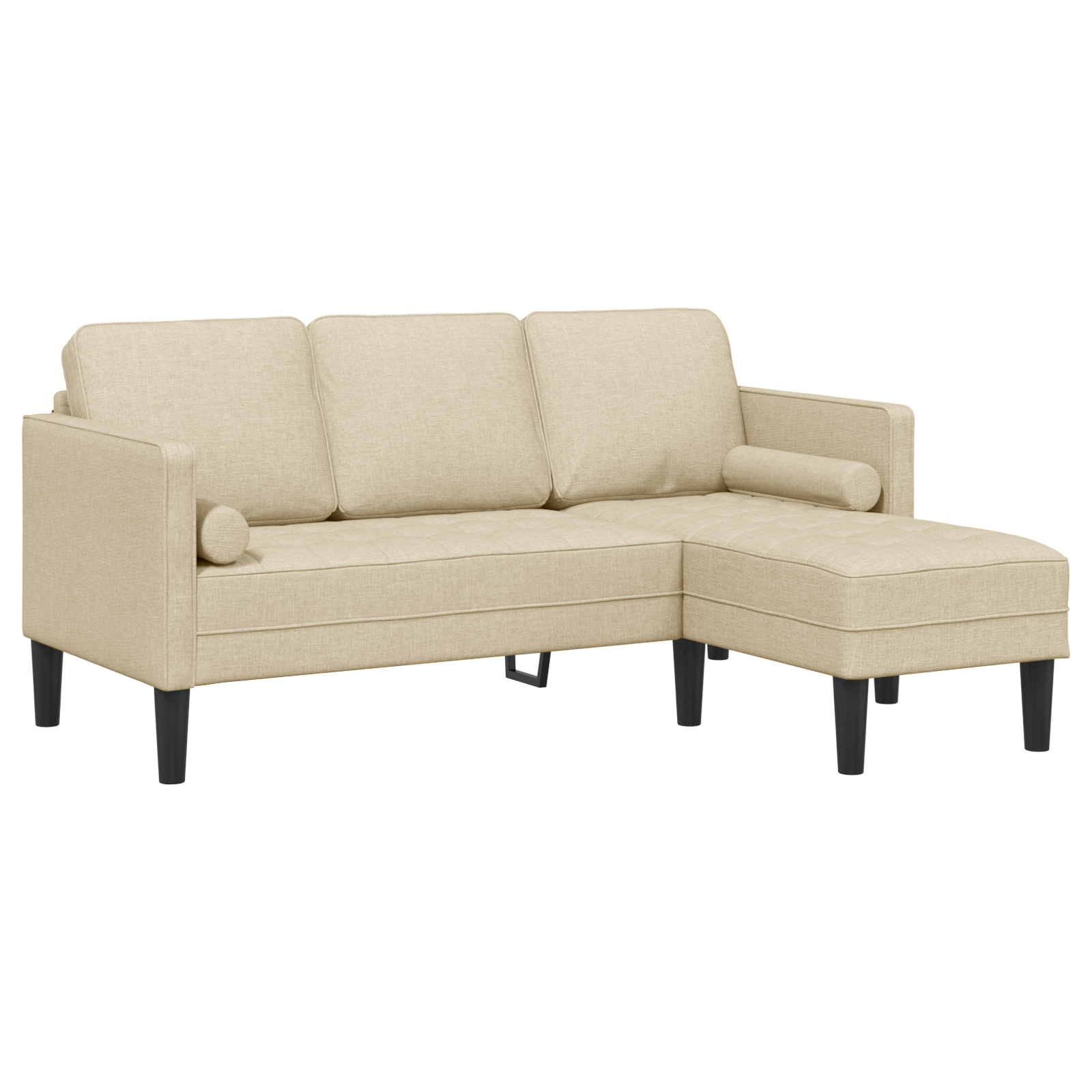 3-Seater L-Shaped Sofa Cream 160 cm Fabric - Image 2