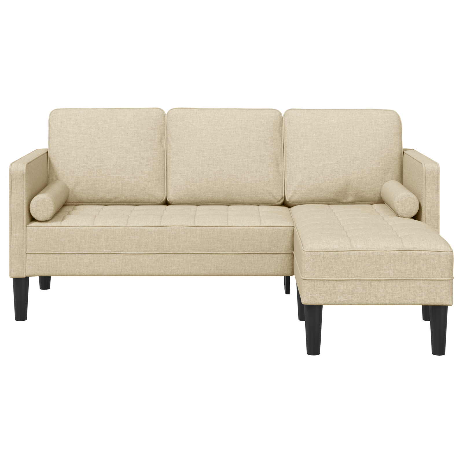 3-Seater L-Shaped Sofa Cream 160 cm Fabric - Image 5