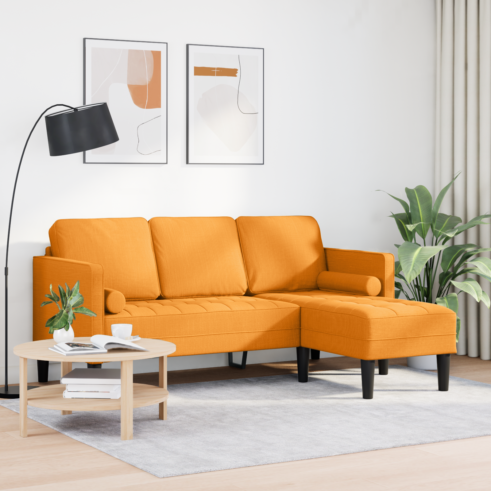 Thumbnail - vidaXL Sofa 3-Sitzer L-Form Dunkelgelb 160 cm Stoff