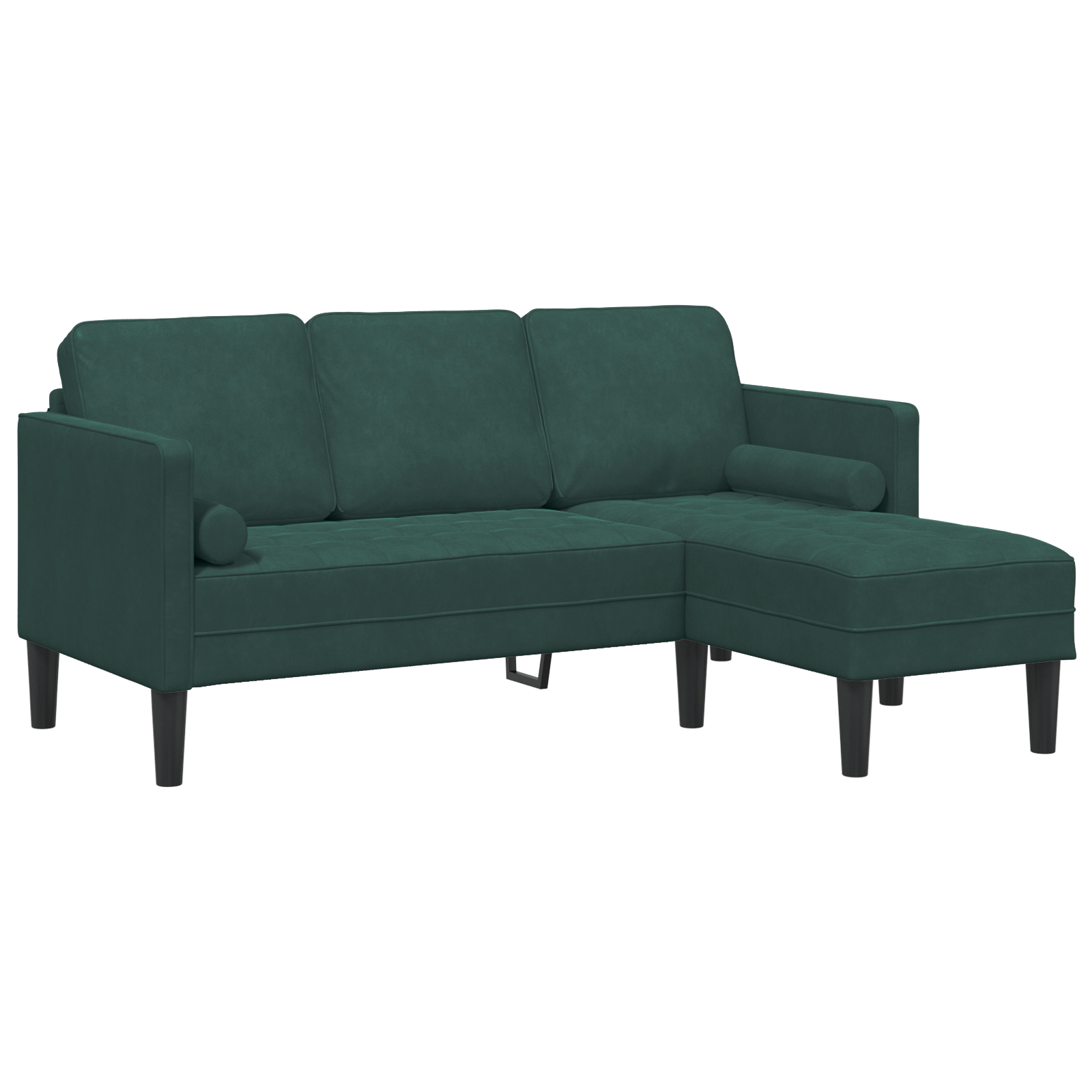 3-Seater Sofa with Chaise L-shaped Dark Green 160 cm Velvet - Image 2