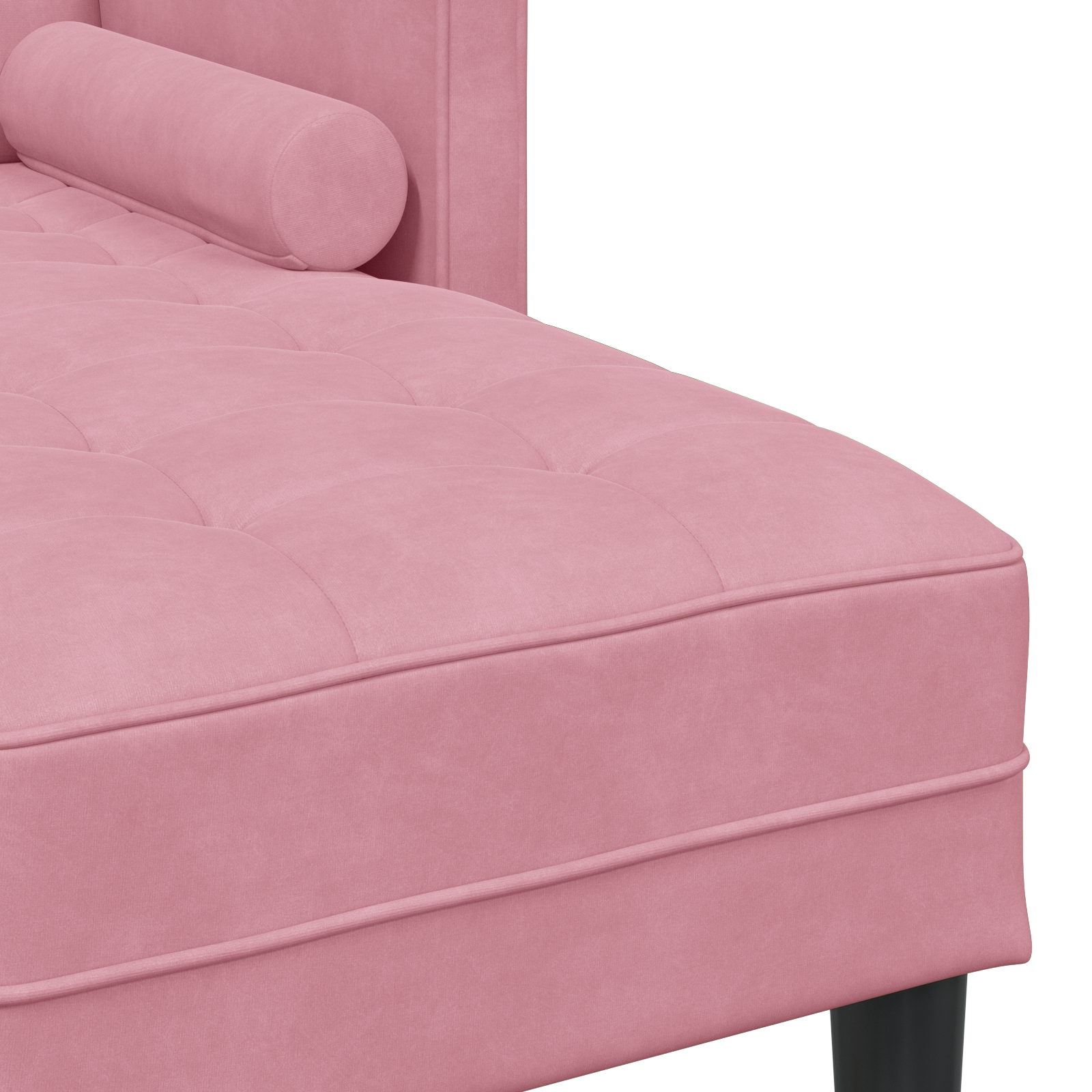 3-Seater Sofa with Chaise L-shaped Light Pink 160 cm Velvet - Image 7