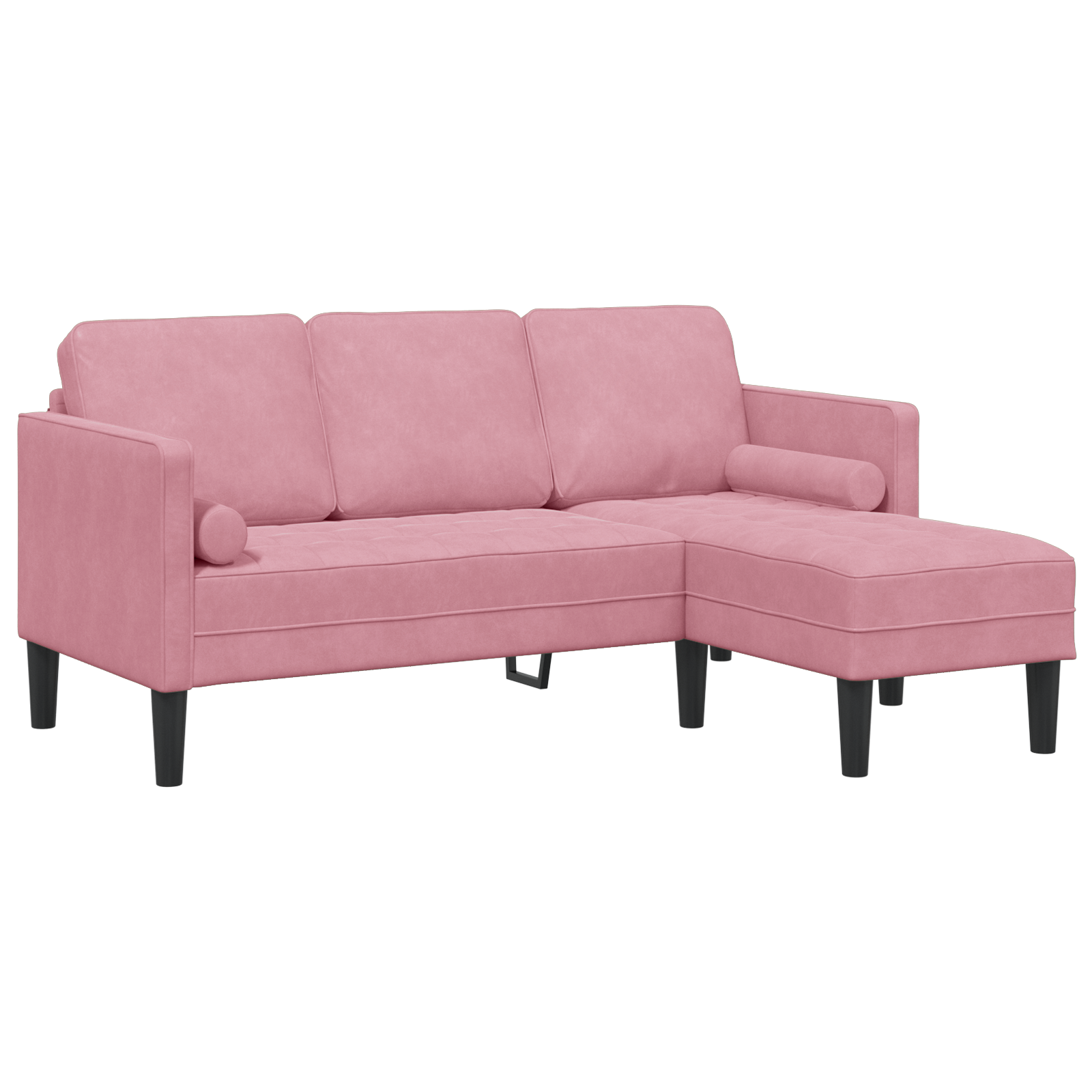 3-Seater Sofa with Chaise L-shaped Light Pink 160 cm Velvet - Image 2